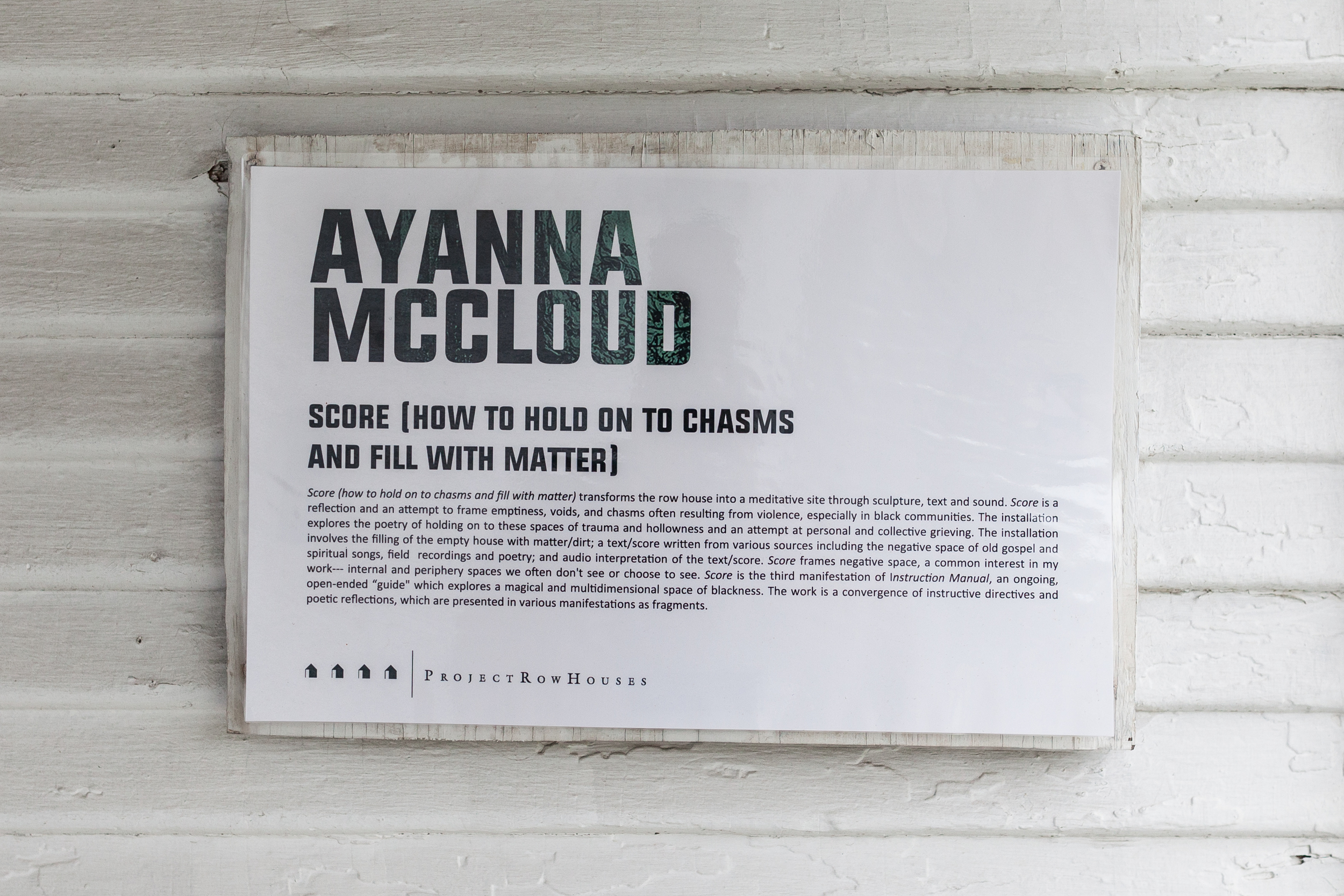  Ayanna Jolivet Mccloud, Score (how to hold on to chasms and fill with matter) 