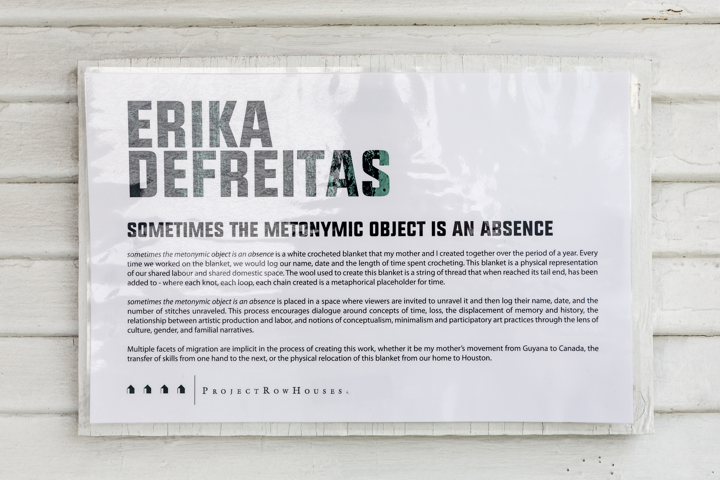  Erika DeFreitas, sometimes the metonymic object is an absence 
