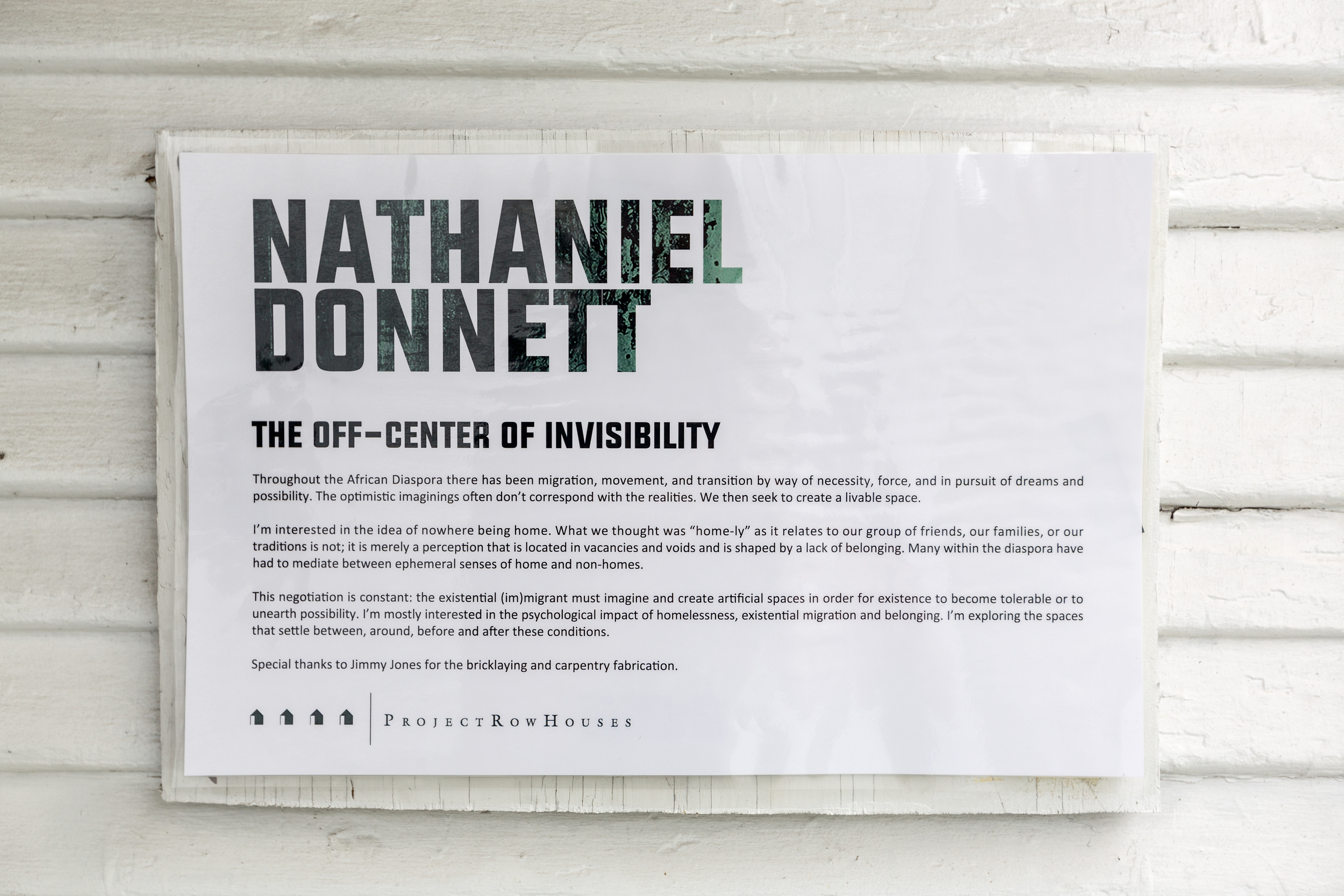  Nathaniel Donnett, the off-center of invisibility 