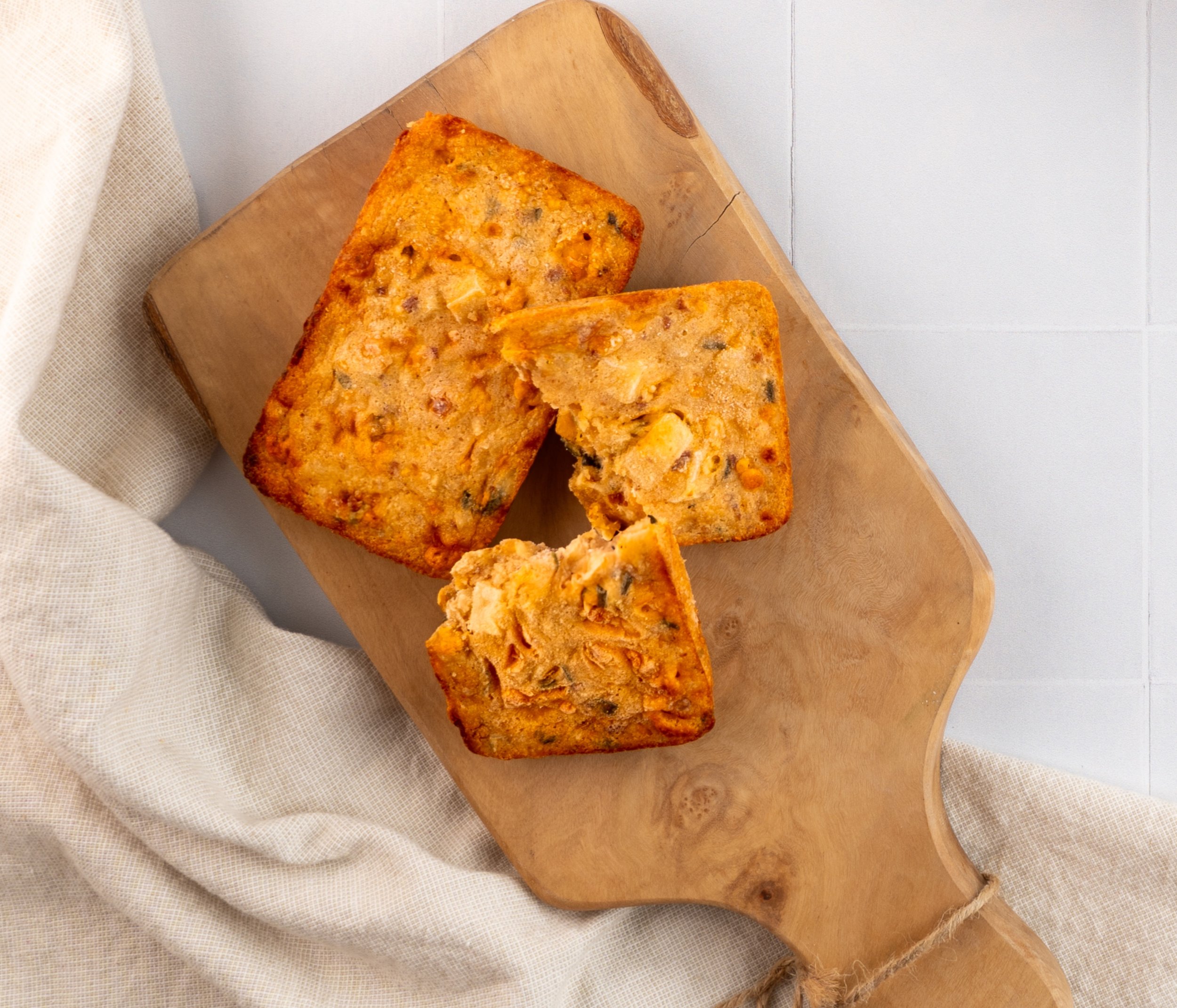 potato bakes on cutting board