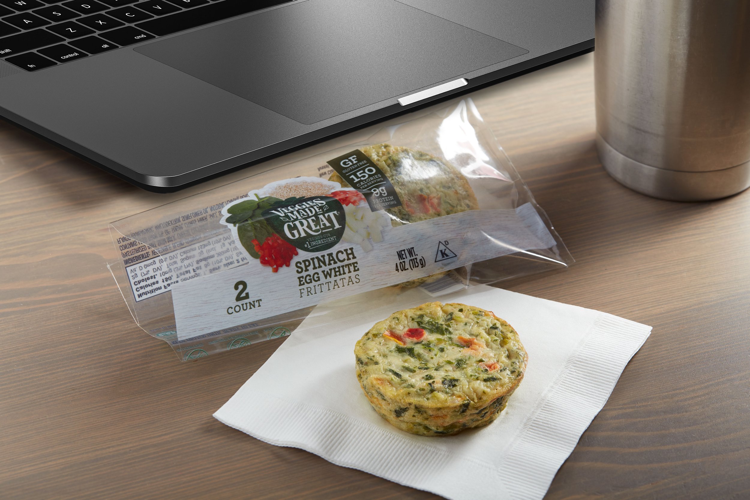 frittata on napkin with open wrapper