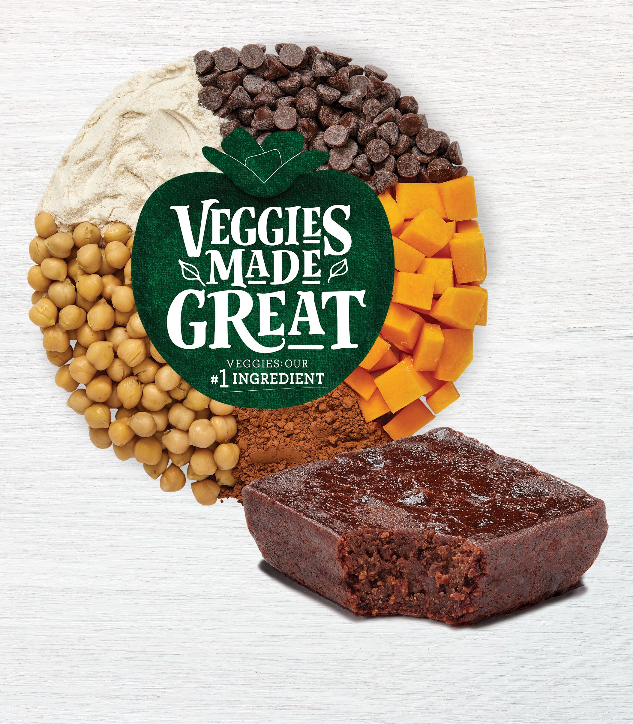 ingredient wheel with fudge brownie bite