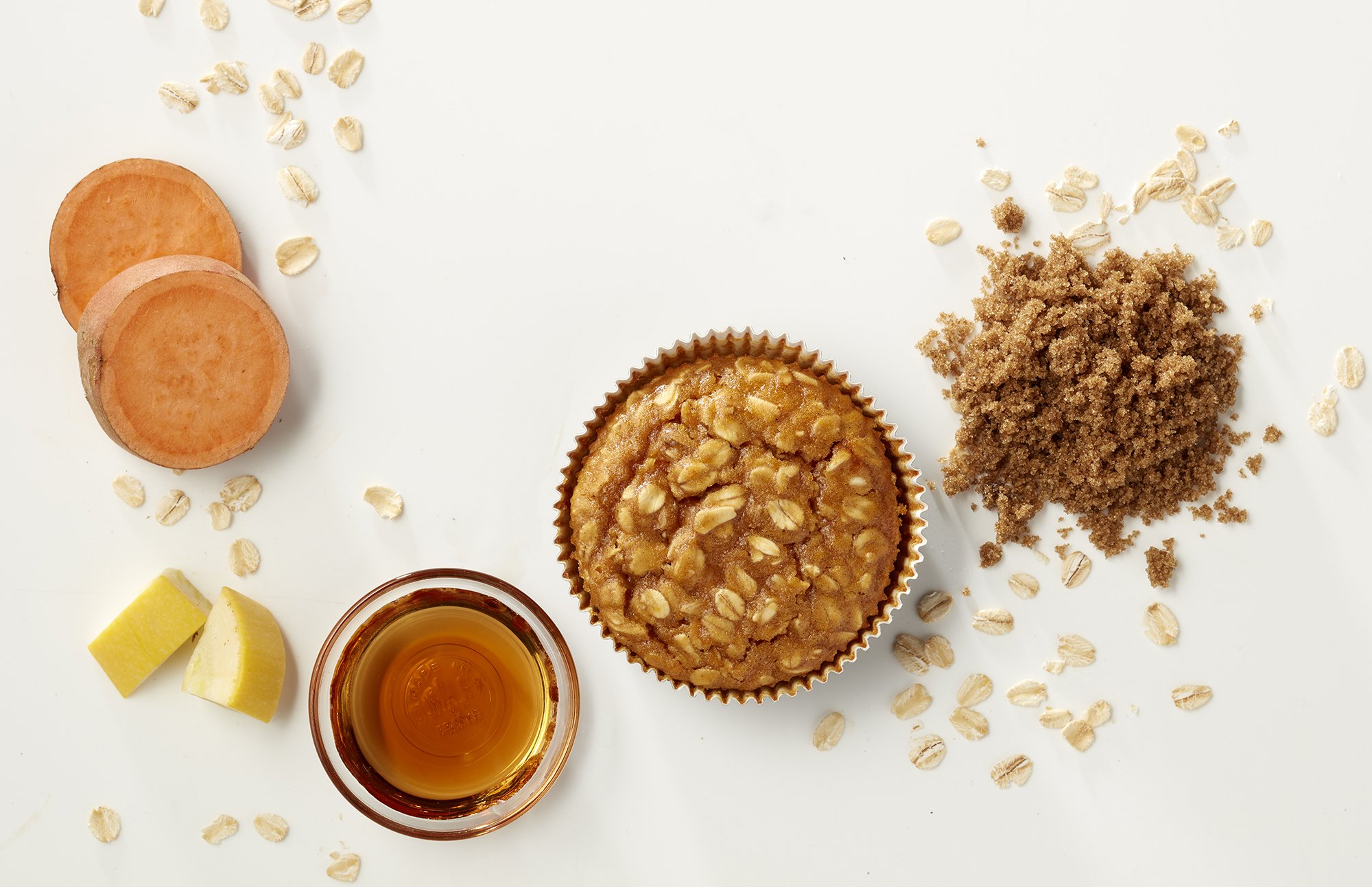 ingredients scattered around maple brown sugar oatmeal