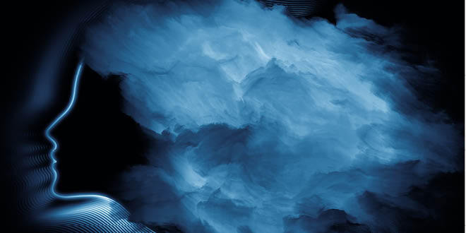 An image of a face and cloudiness.