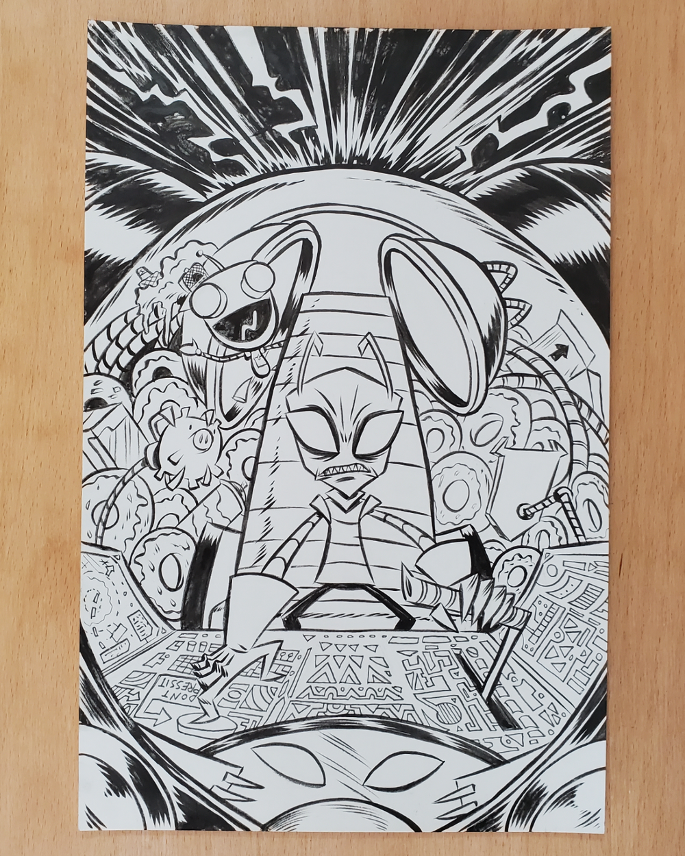 Invader Zim #2 Hot Topic Variant Original Cover Art – Jhonen
