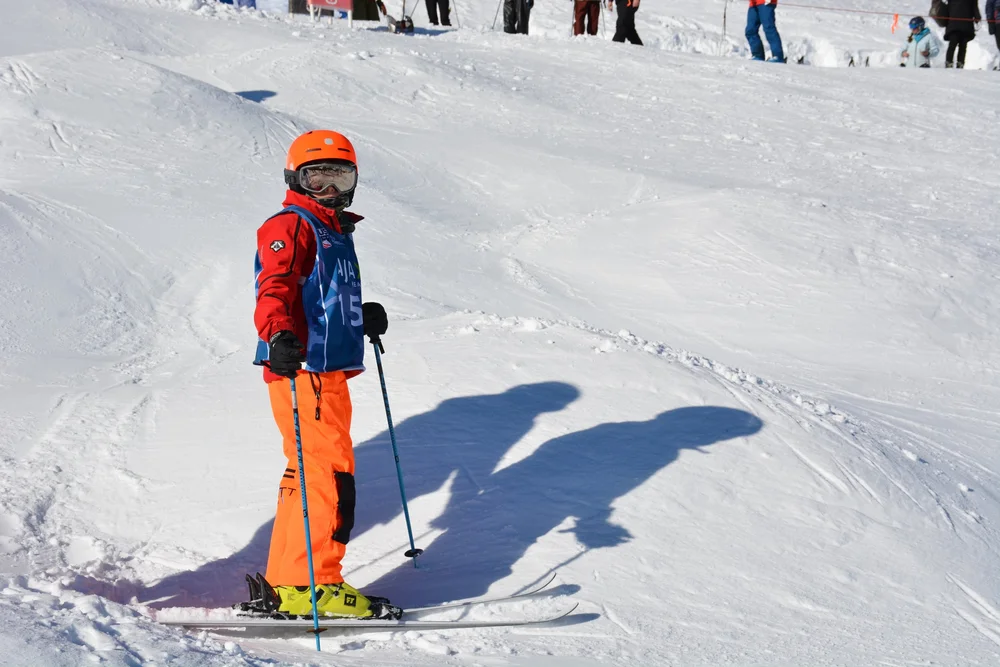 RUTT WORLD CUP MOGUL PANTS, NEON ORANGE INSULATED, w/White Patch