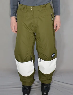 RUTT CLASSIC MOGUL PANTS, OLIVE INSULATED W/ White Patches — RUTT