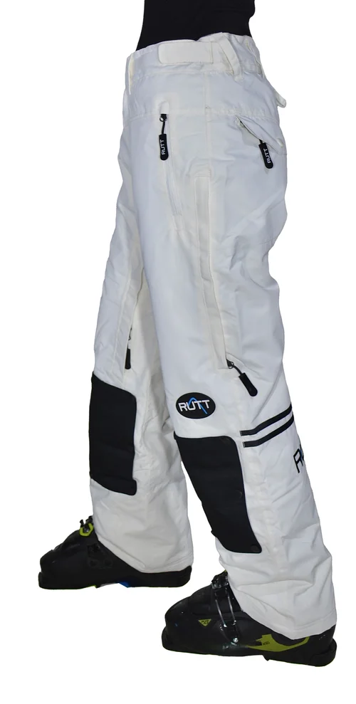 RUTT WORLD CUP MOGUL PANTS, WHITE INSULATED, Black Patch Sets 