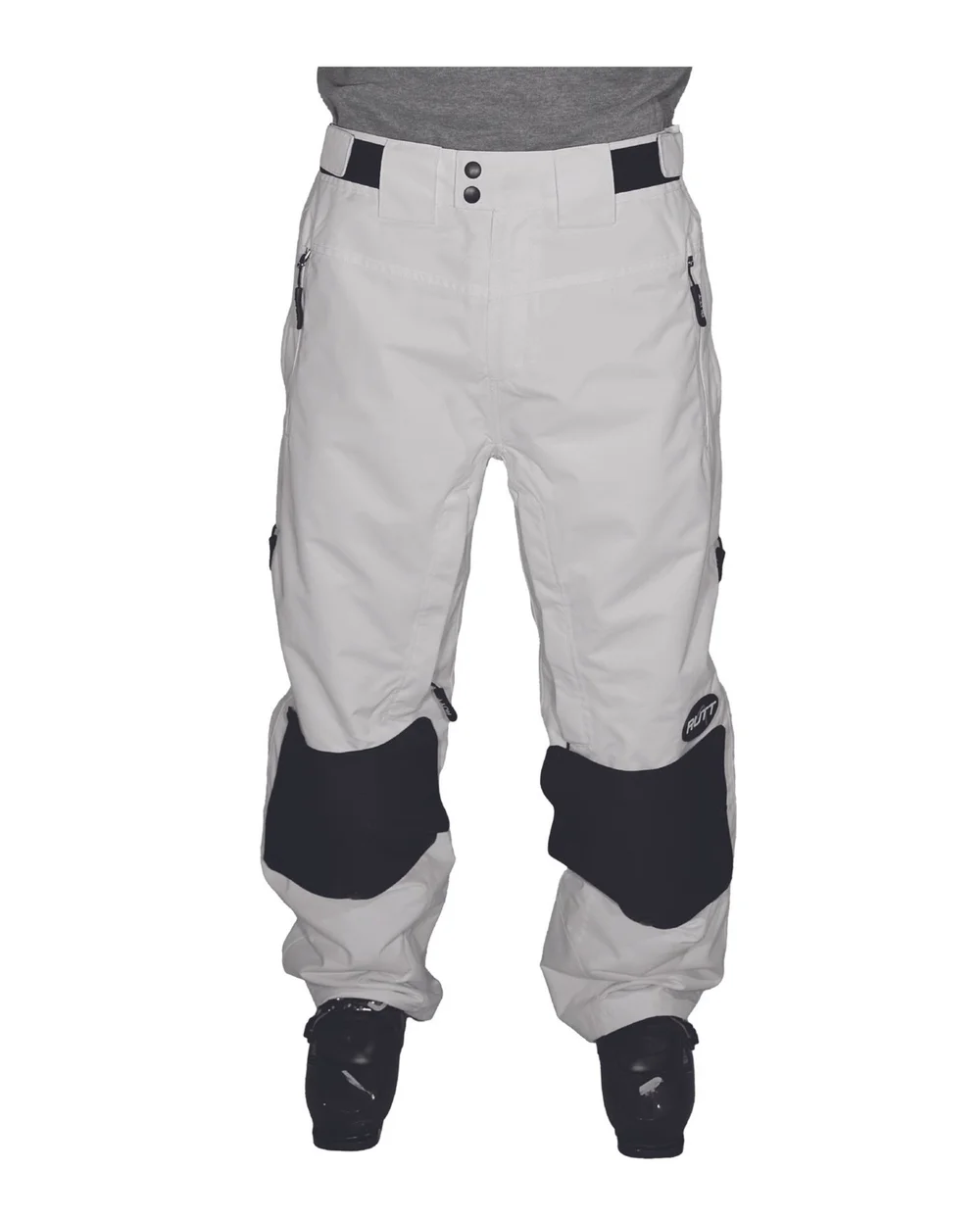 RUTT CLASSIC MOGUL PANTS, WHITE INSULATED W/ Black Patches — RUTT 