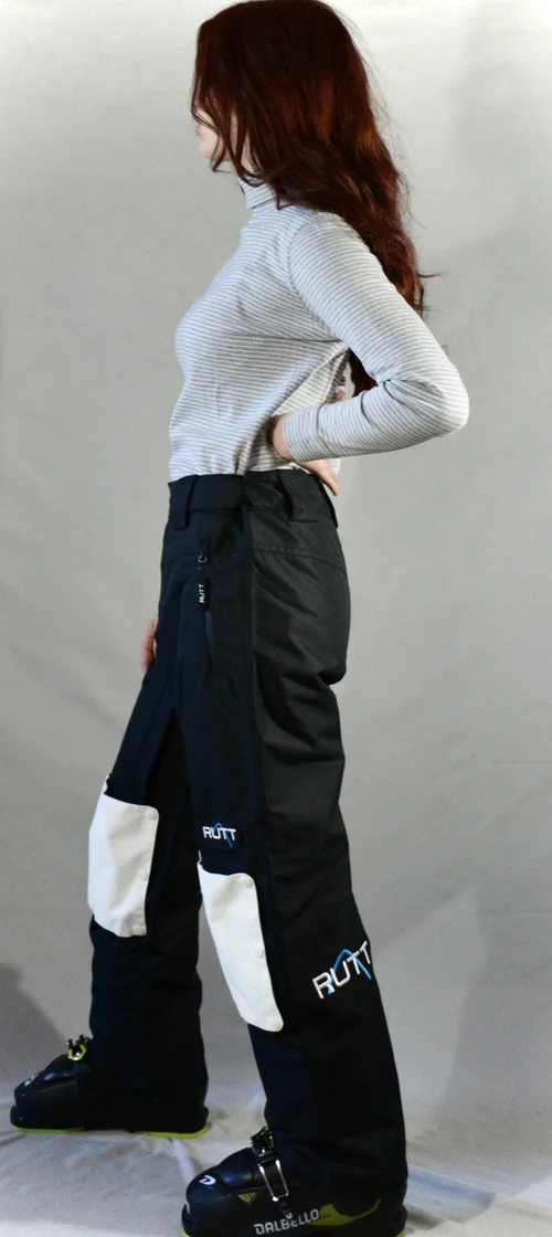 スキー RUTT MOGUL PANTS L CLASSIC MOGUL PANTS, BLACK INSULATED W/ White Patches — RUTT
