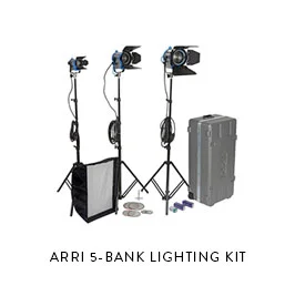 ARRI 5-BANK LIGHTING KIT1K, 650w, 650w, 300w, 150wStands, Spare Bulbs, BarndoorsChimera for 1K 