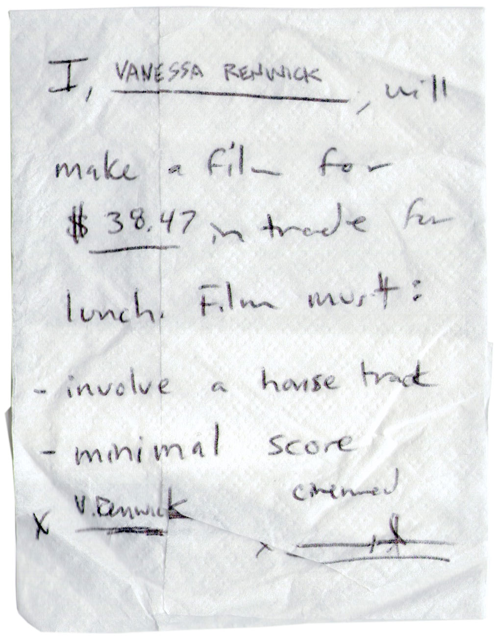 The Lunch Contract Signed under the watchful eyes of Sam Green and Mike Plante at The St. Francis diner in S.F