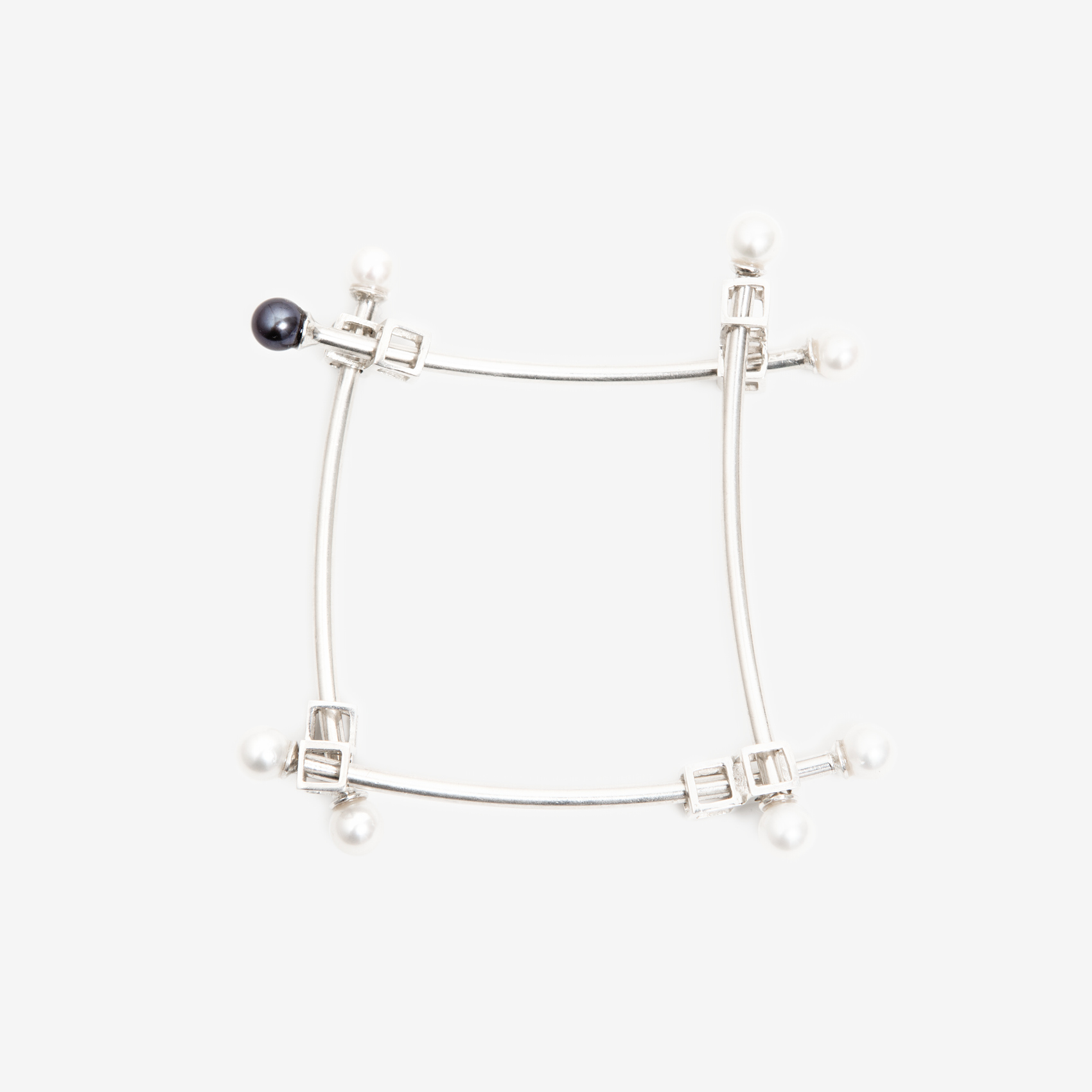 double cube square bracelet with pearl