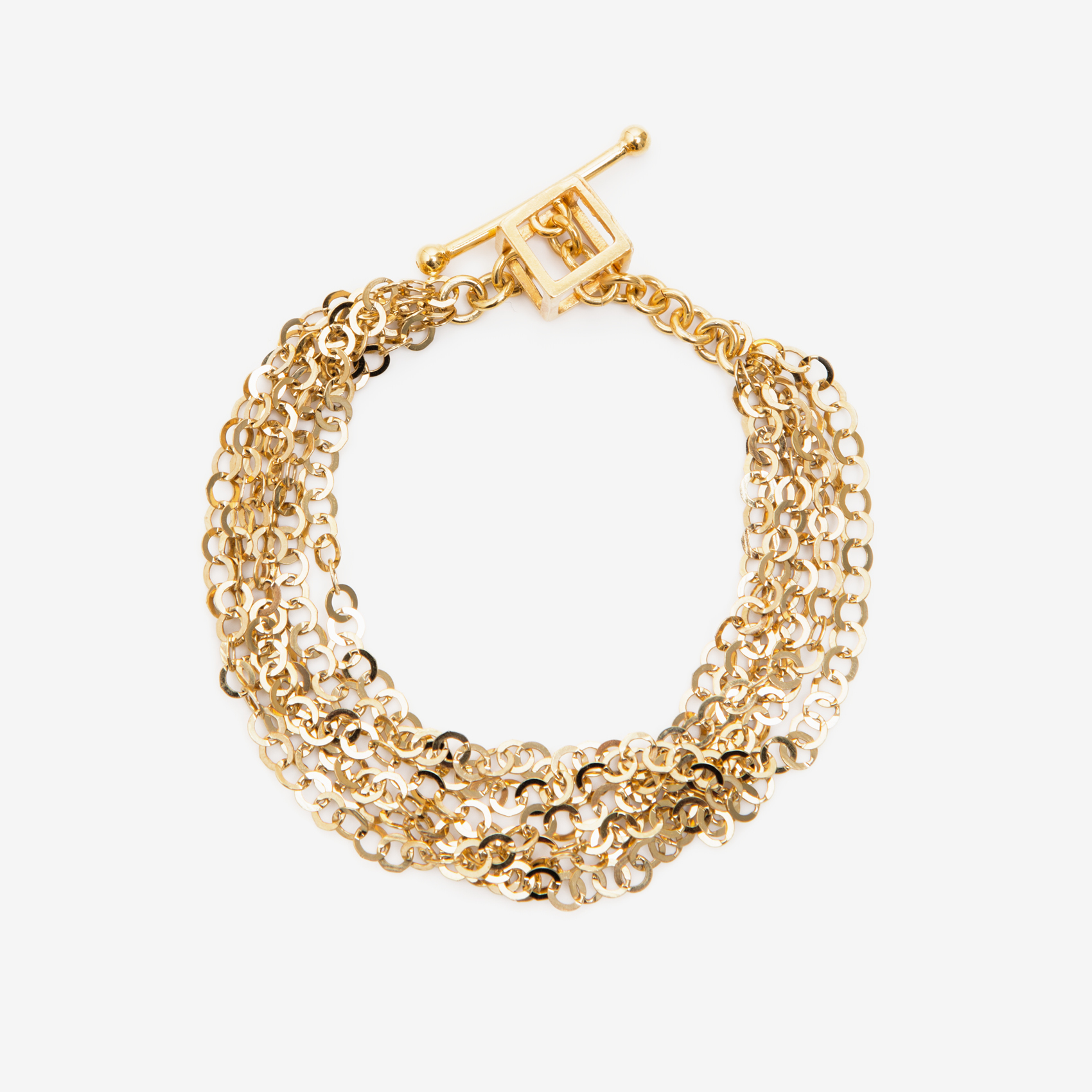 multi chain bracelet in gold