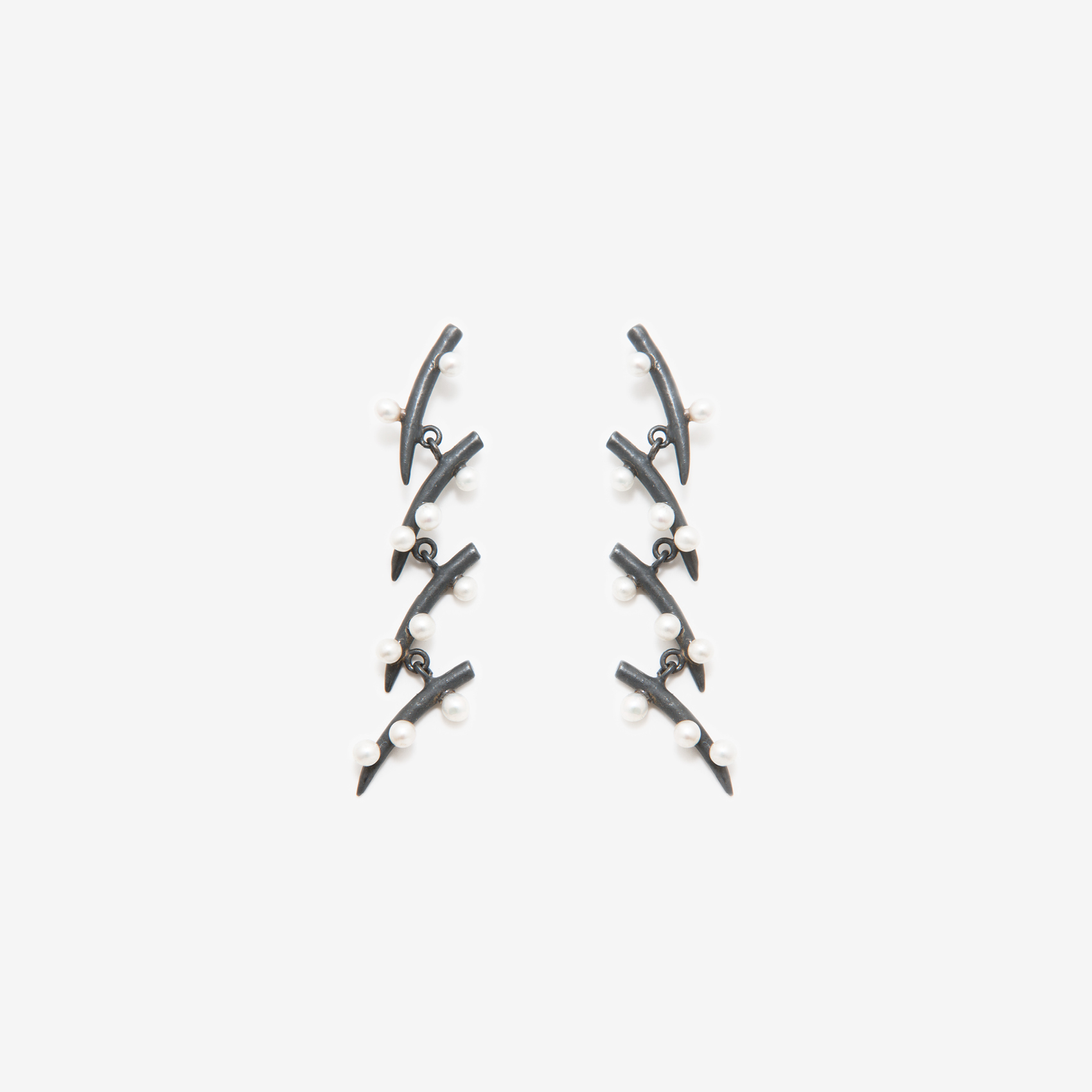 milky way dangling earring with 4 tier branches with pearls