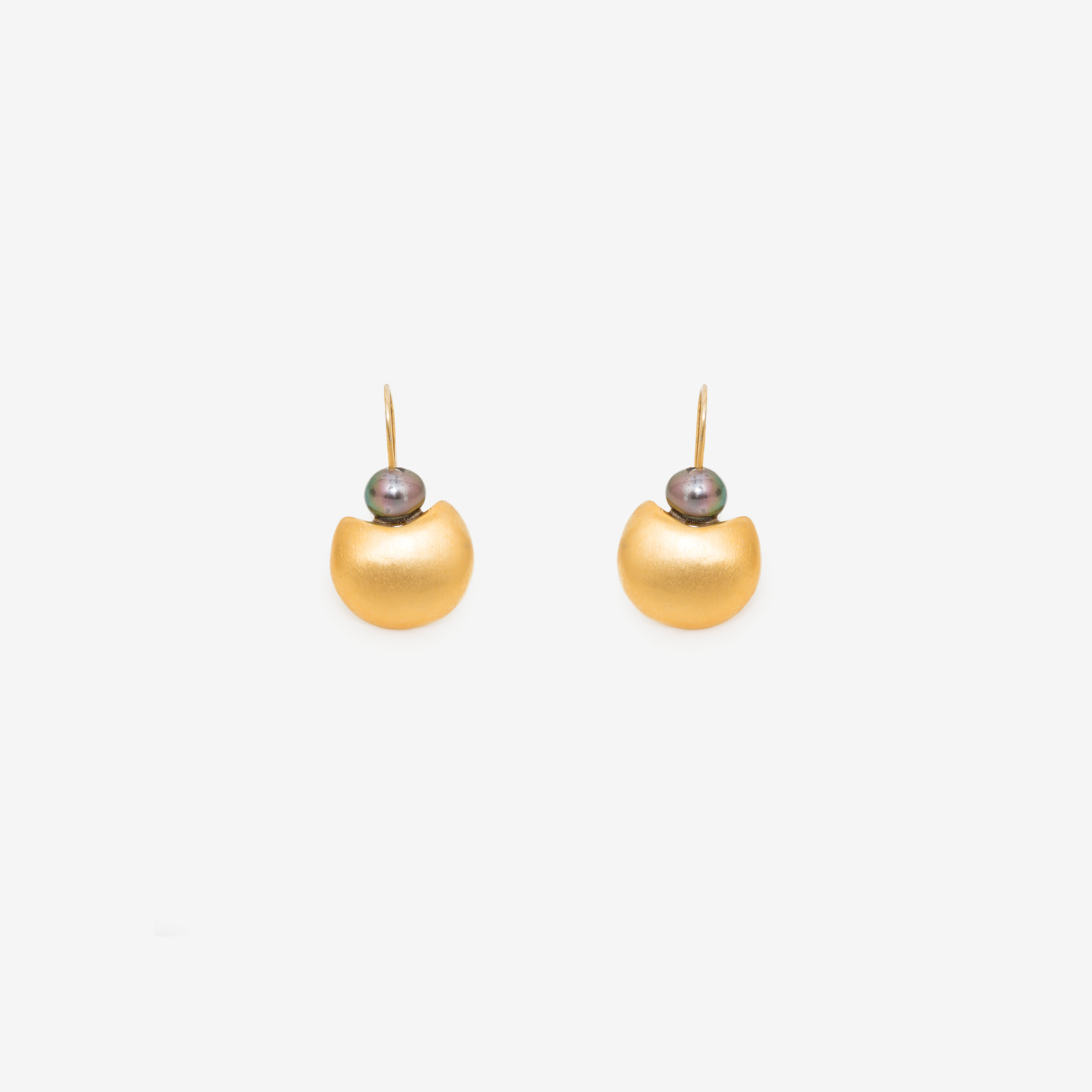 small half moon earring with black pearl