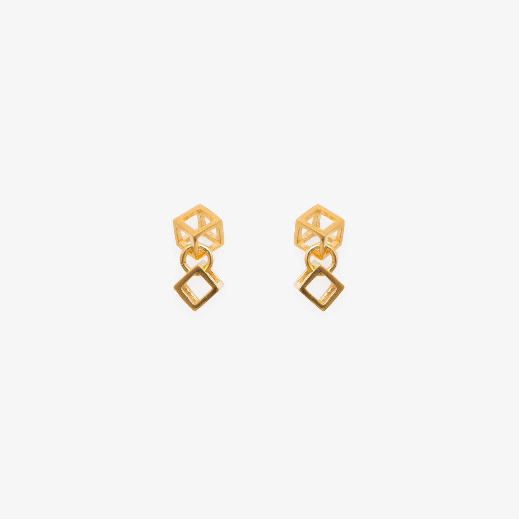 tiny cube dangling 2 tier/gold