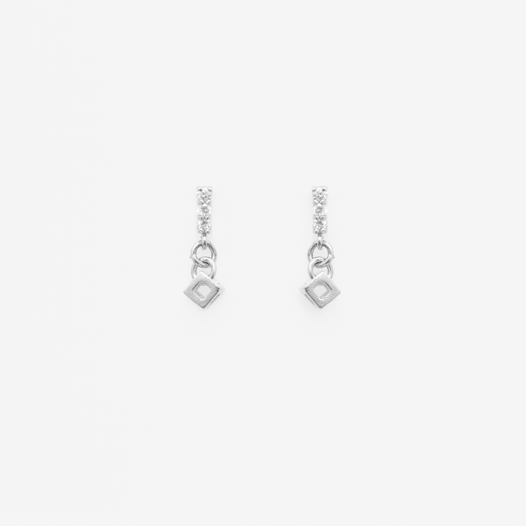 tiny dangle cube with cubic zirconia/gold