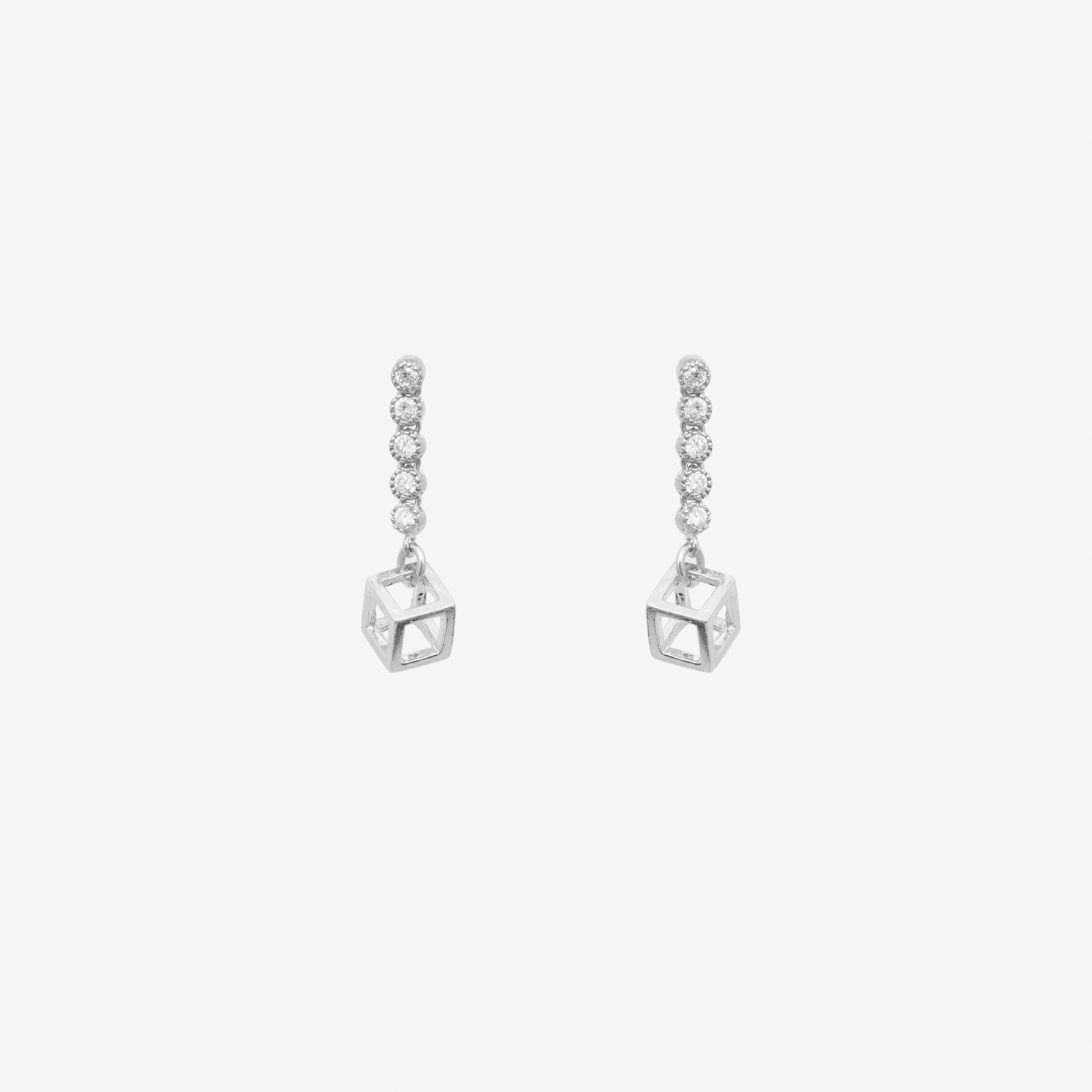 tiny dangle cube with cubic zirconia