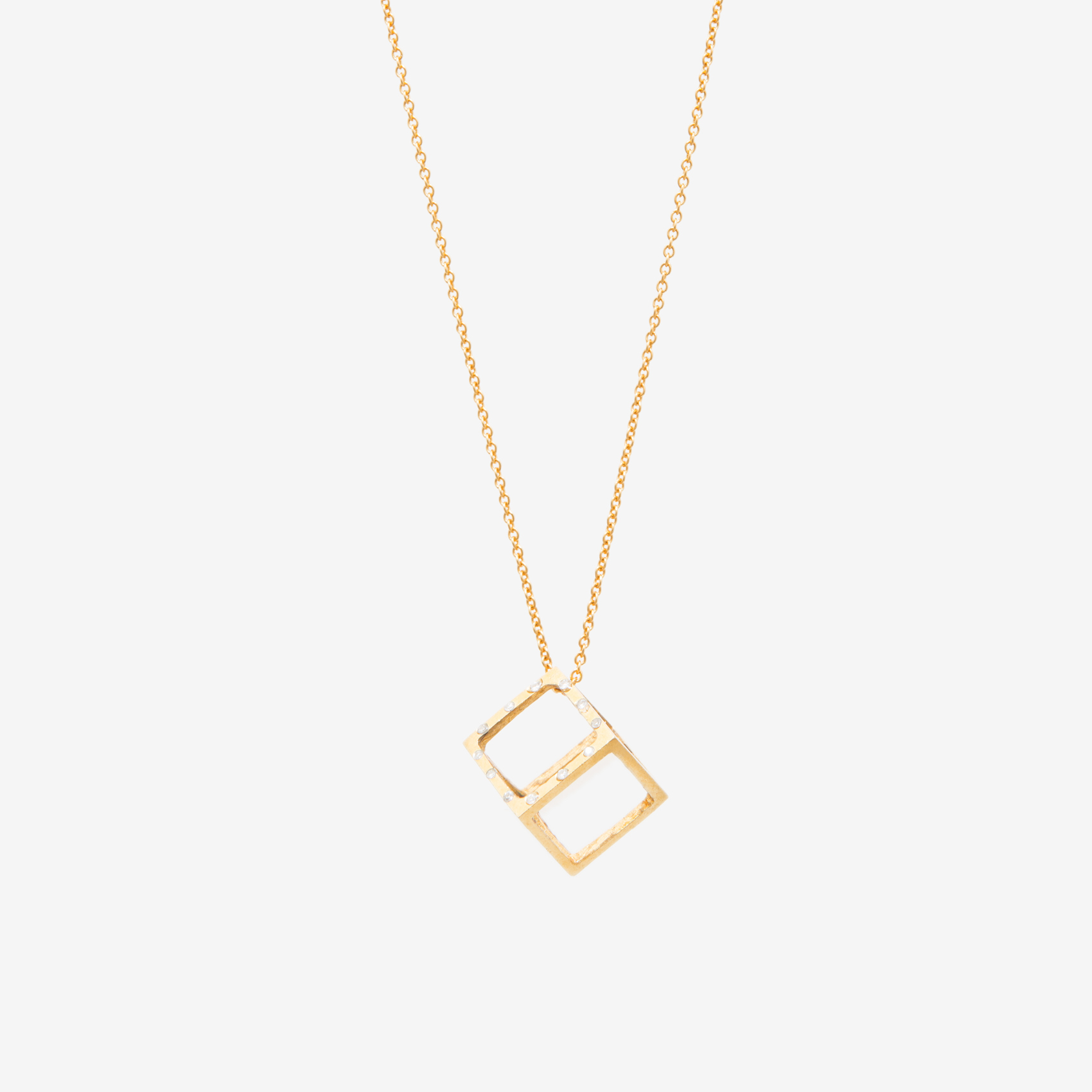 medium cube on a ball chain with diamond