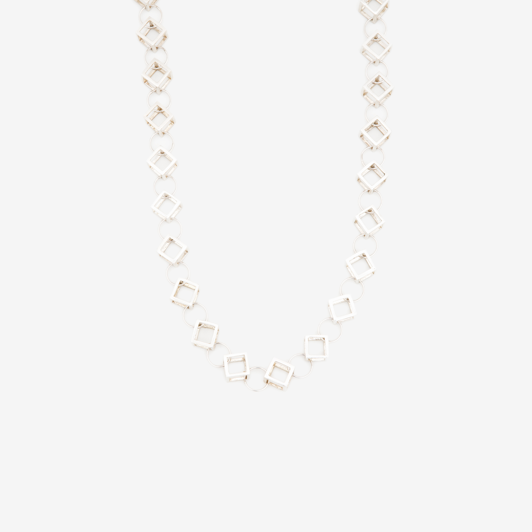 multiple small cube necklace/long/silver