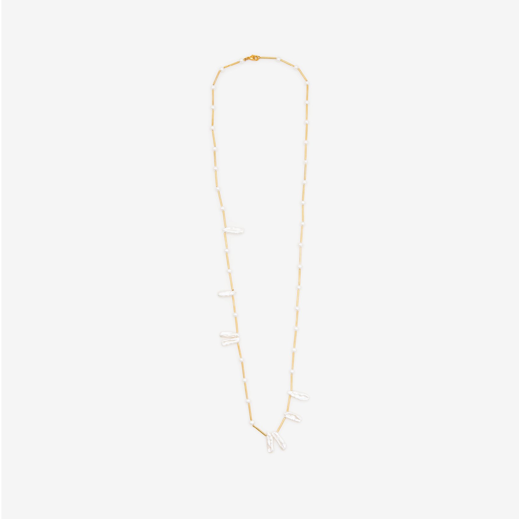 long pearl gold necklace