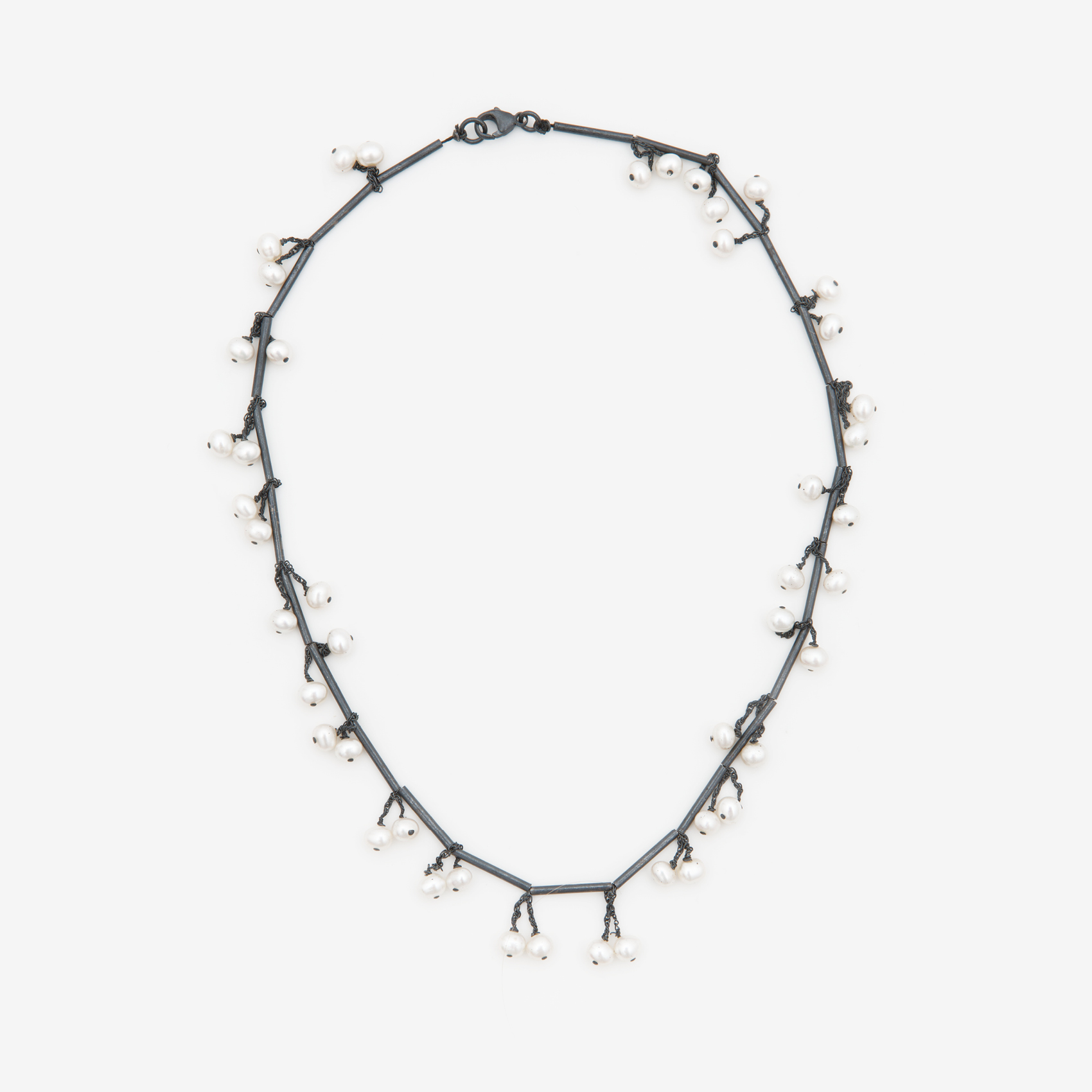 tubing with dangling pearls/oxidized