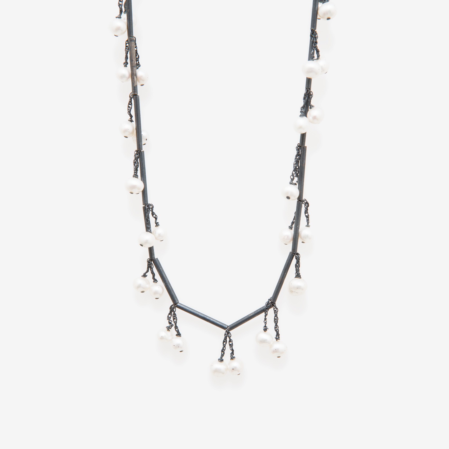 tubing with dangling pearls/oxidized