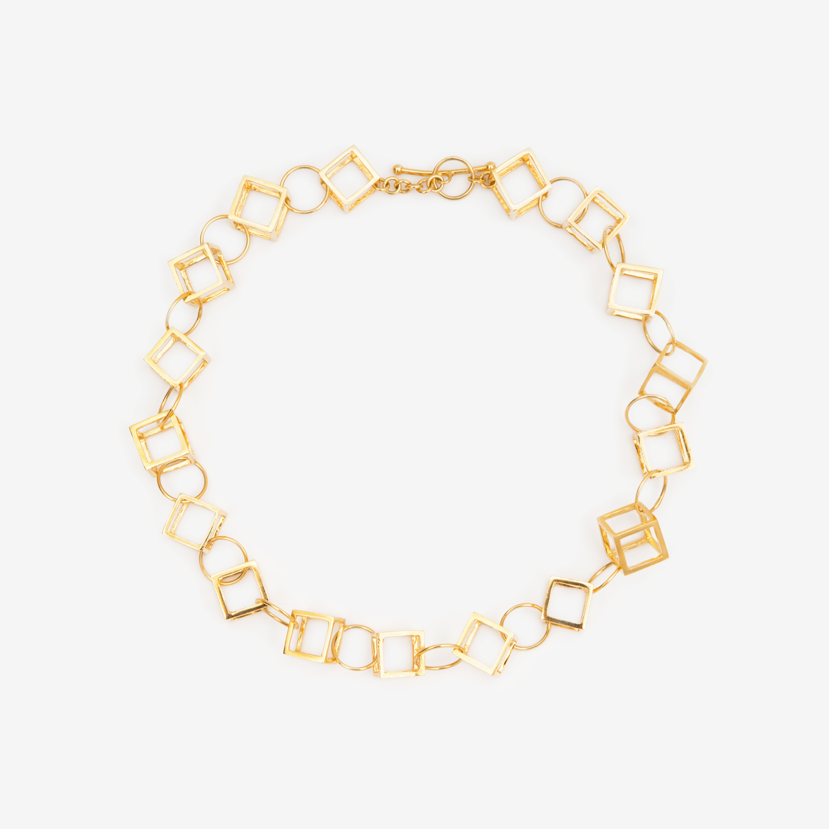 multiple medium cube necklace/18"/gold