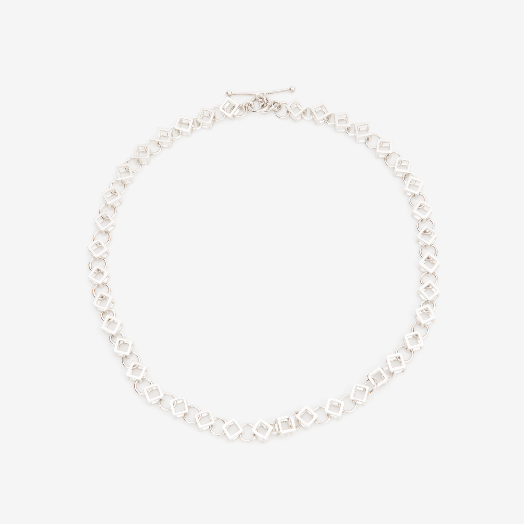 medium multi cube necklace/silver/close up