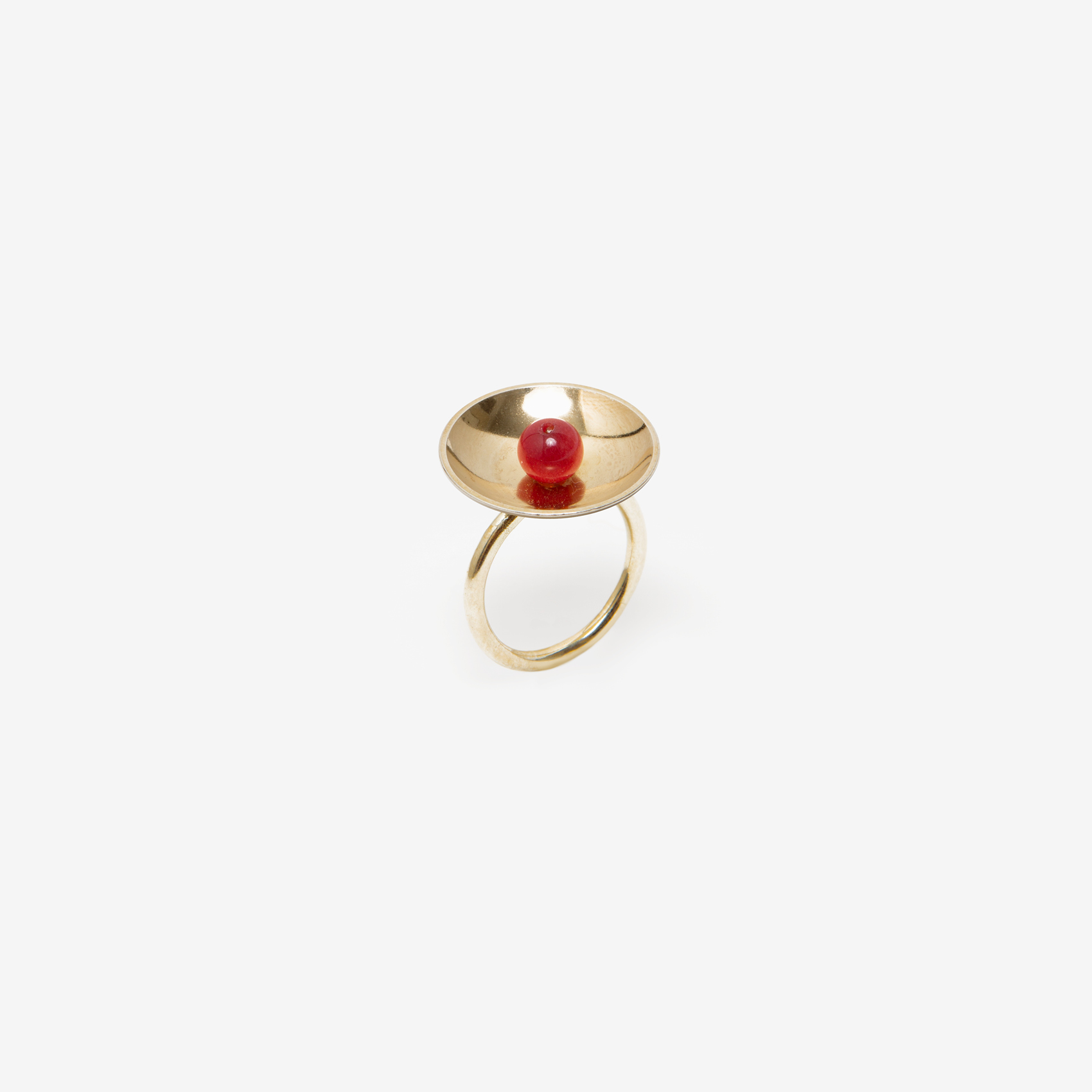 bowl ring with carnelian in gold plated