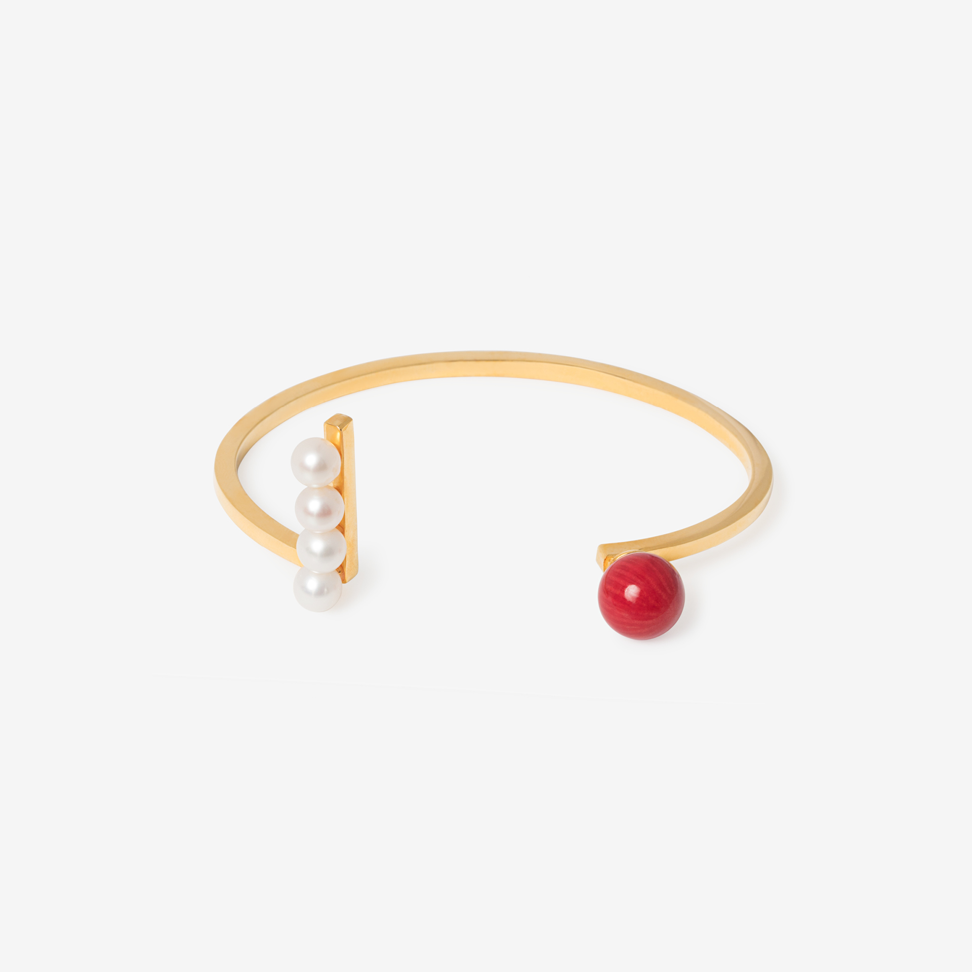 broken square bracelet with pearls/coral
