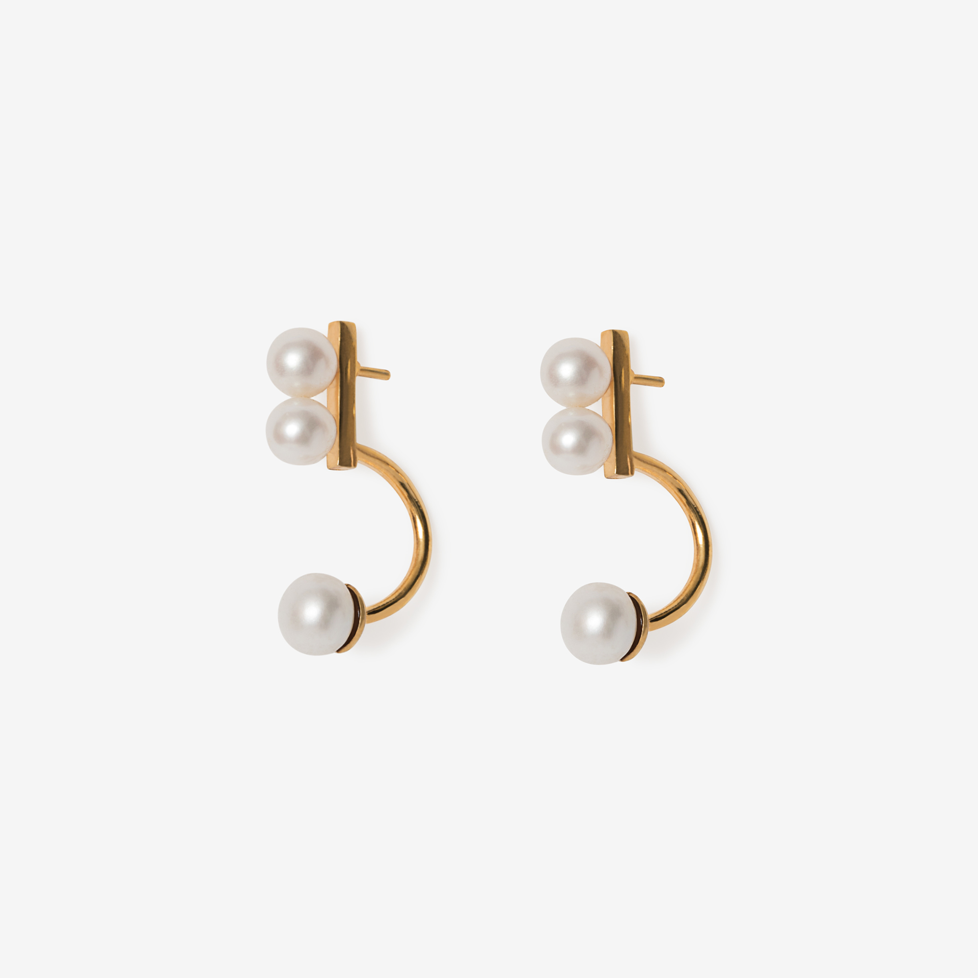 broken square earrings with 2 pearls