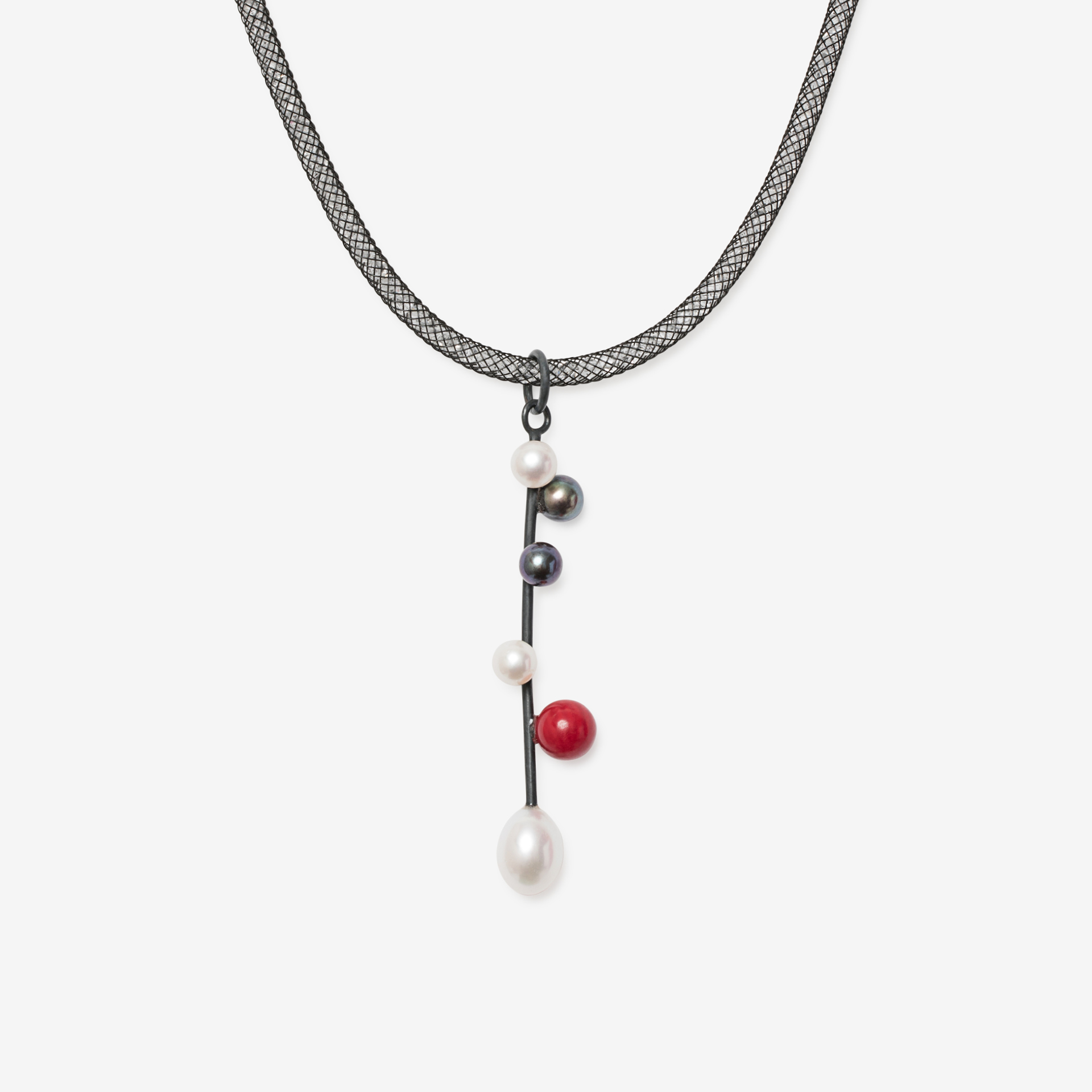 broken square milkyway necklace with coral