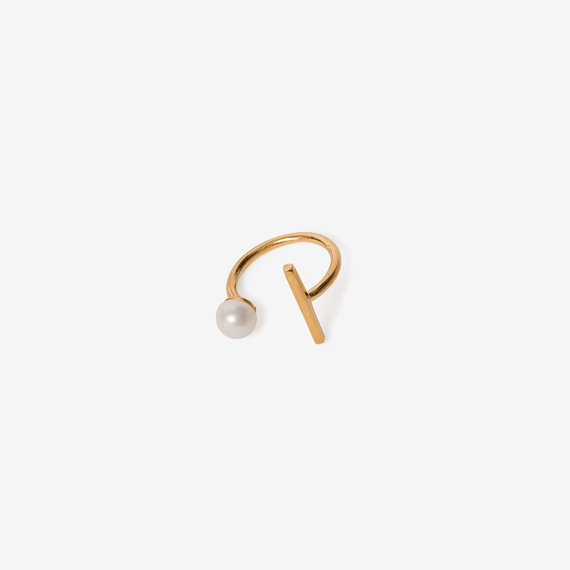 broken square ring with a pearl