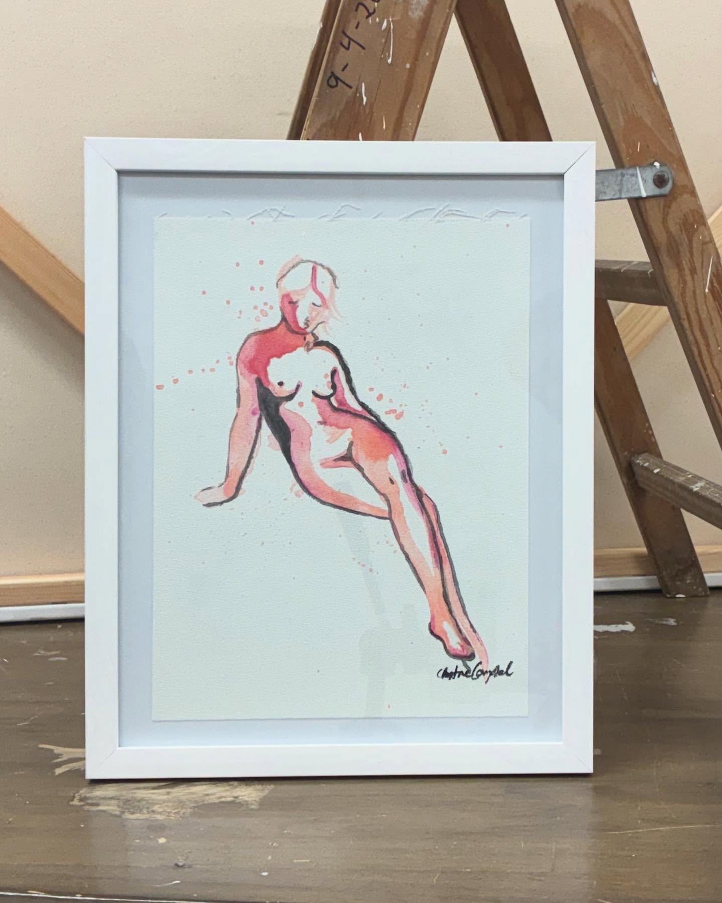 Soft strength. Bold lines. A moment suspended in stillness.

This framed acrylic and ink nude captures the raw beauty of feminine form with just enough edge to keep you leaning in. Every drip and brushstroke was intentional &mdash; fluid, free, and f