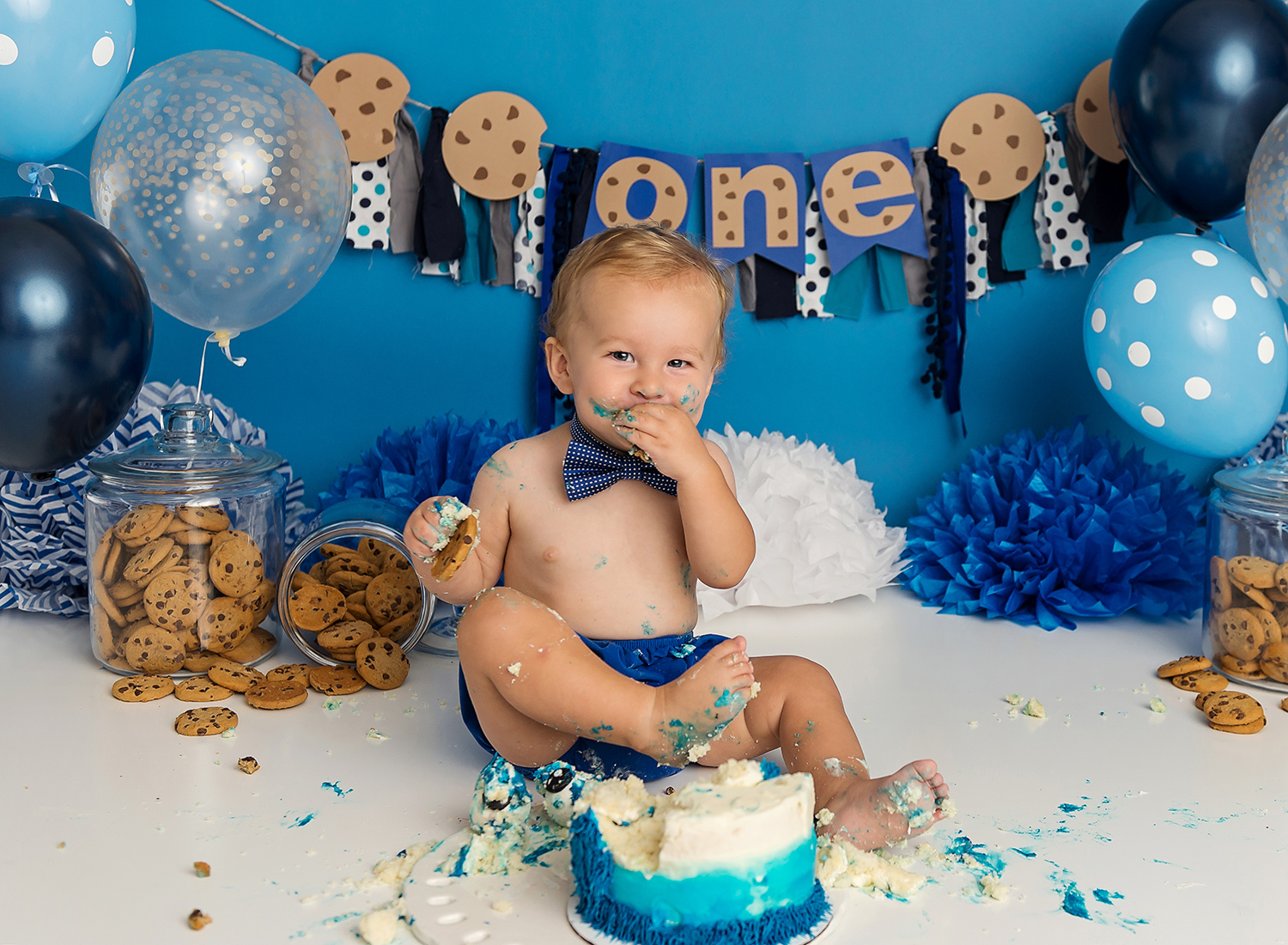 blue cookie monster cake smash