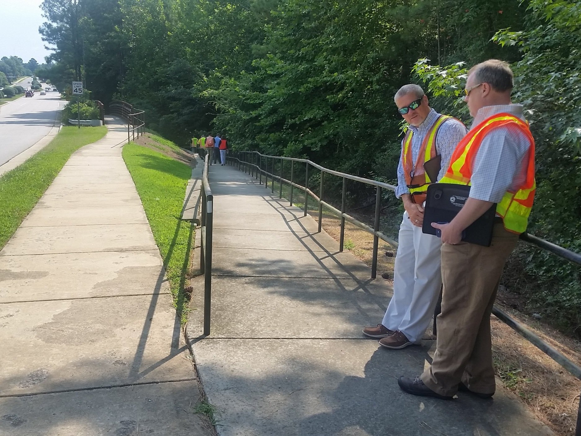  A&amp;O Project Manager Glenn Zeblo, PE, discusses project needs with Cary Town Engineer Robert Shultes. 