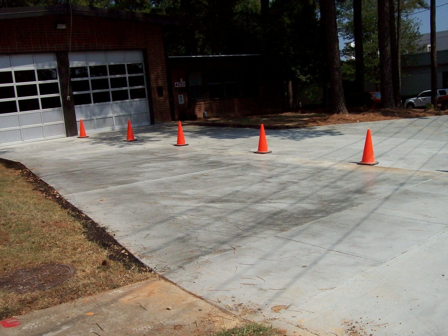 Newly poured concrete at a Raleigh fire station