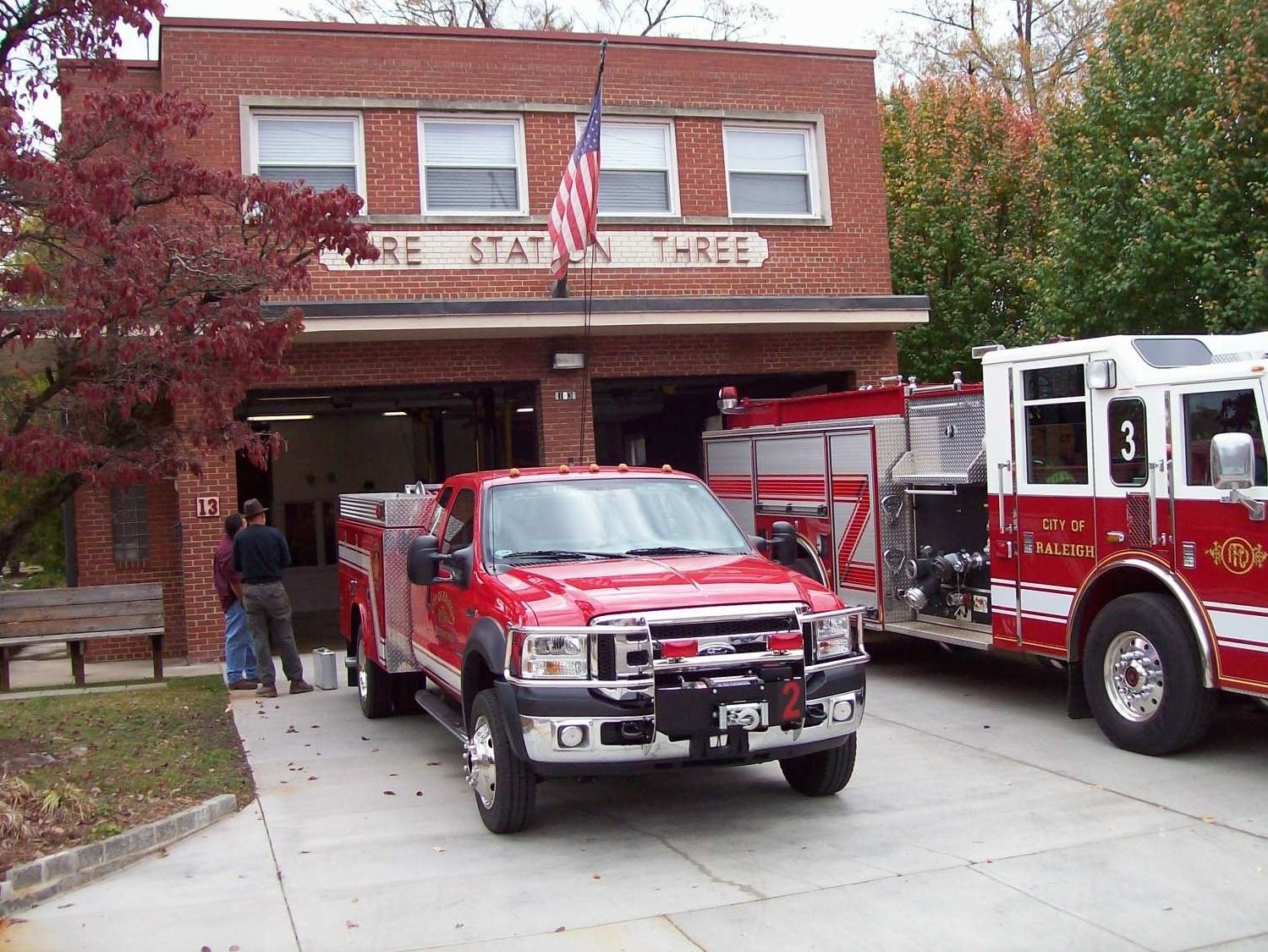 Fire engines on newly constructed driveway at Raleigh fire station 3