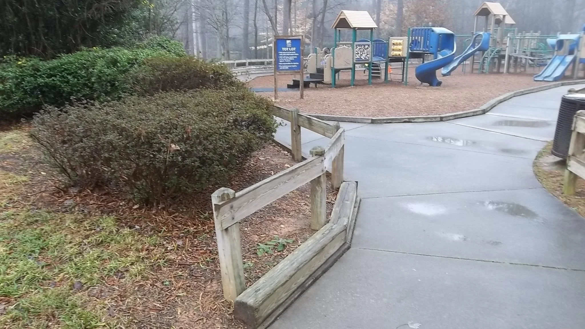 The Crowder Park Playground with retaining wall