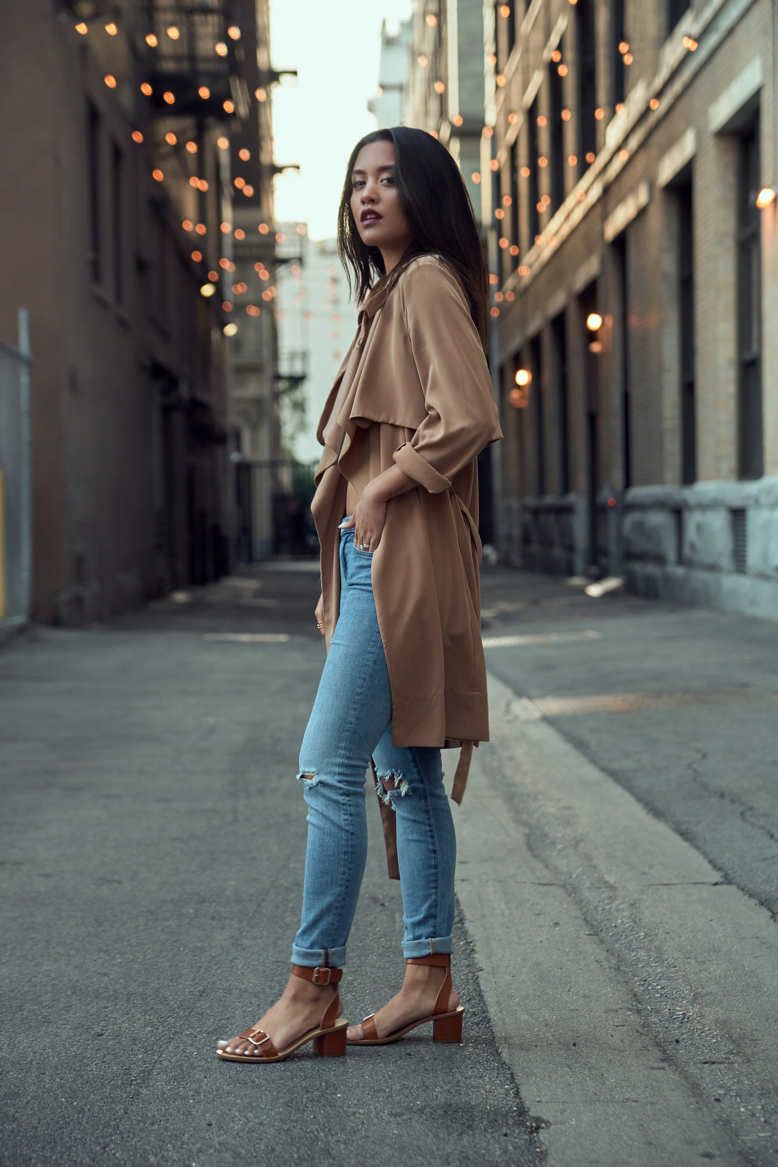  glamorous trench ( sim. ) | d&s jeans ( sim. ) | kasane jewels | ATP sandals | ATP bag | MUA kristine shinn | photos by sean martin