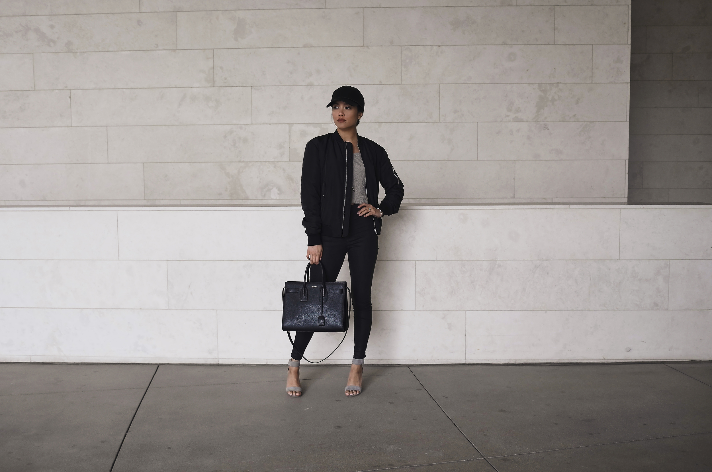  zara bomber ( s. ) | minkpink top ( s. ) | topshop jeans | j.campbell heels | UO cap | ysl bag | j.storm necklace photos shot by michael alvarado & edited by sean martin