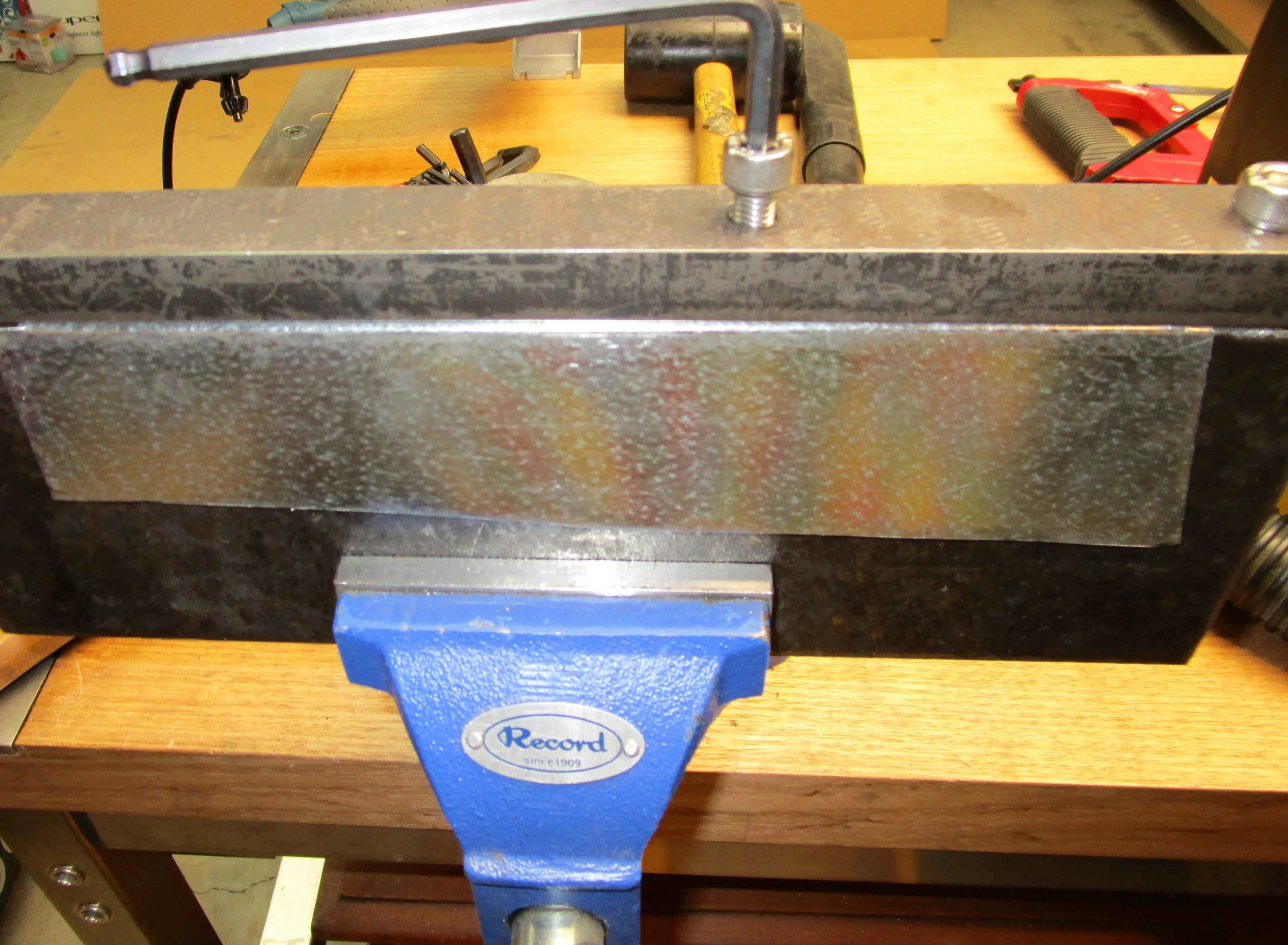 Folding box body, hand fold then panel hammer. Holes already drilled.