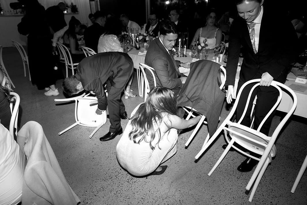 The best moments are always the pleasantly unexpected.
Caity and Dylan love a good pub raffle win so we incorporated their very own raffle hiding tickets under each seat with prizes from champagne to a meat tray. A fun way to bring their personaliti