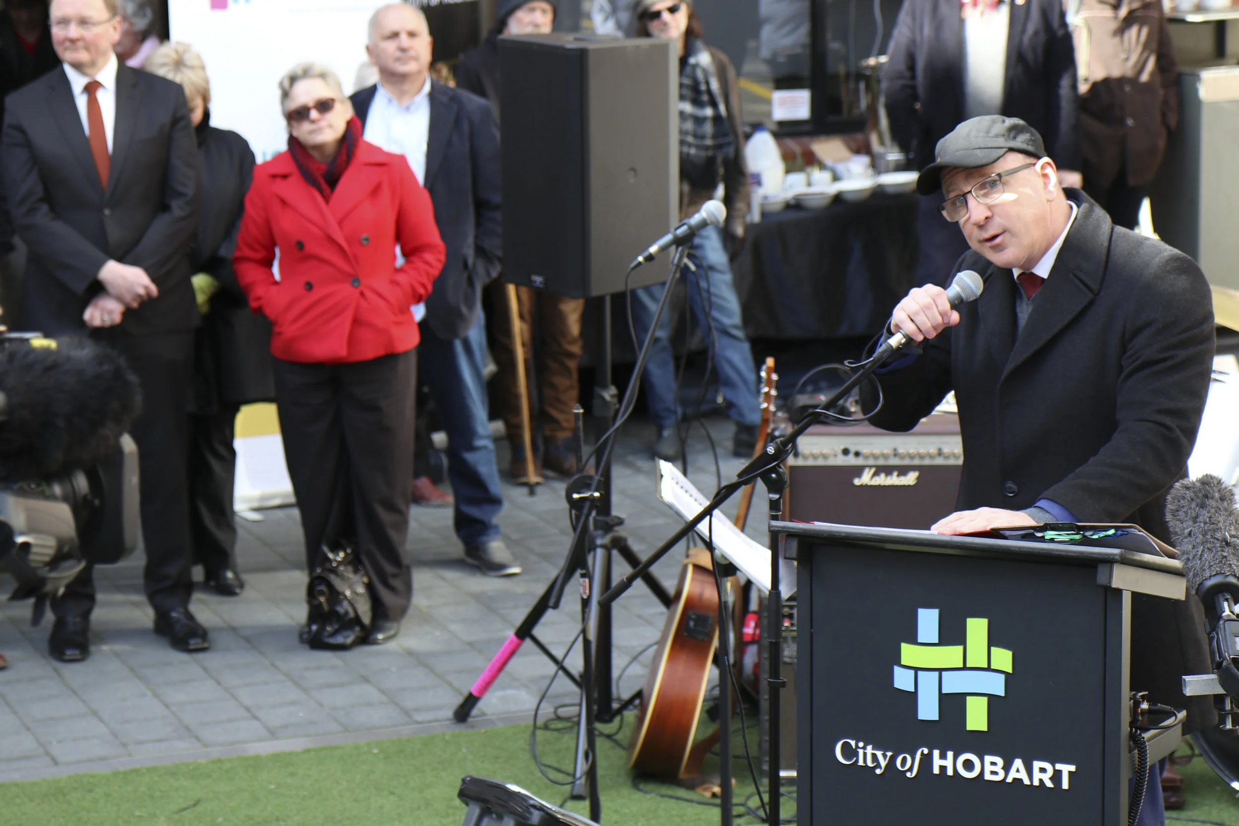 Assistant Minister for Community Housing, Homelessness and Community Services addressing Monday’s launch of National Homelessness Week