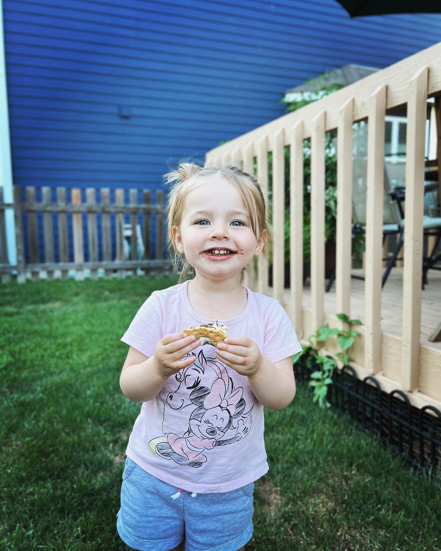 First s&rsquo;more. Pure joy. #Summer2022 #ThreeWeeksTillBaby