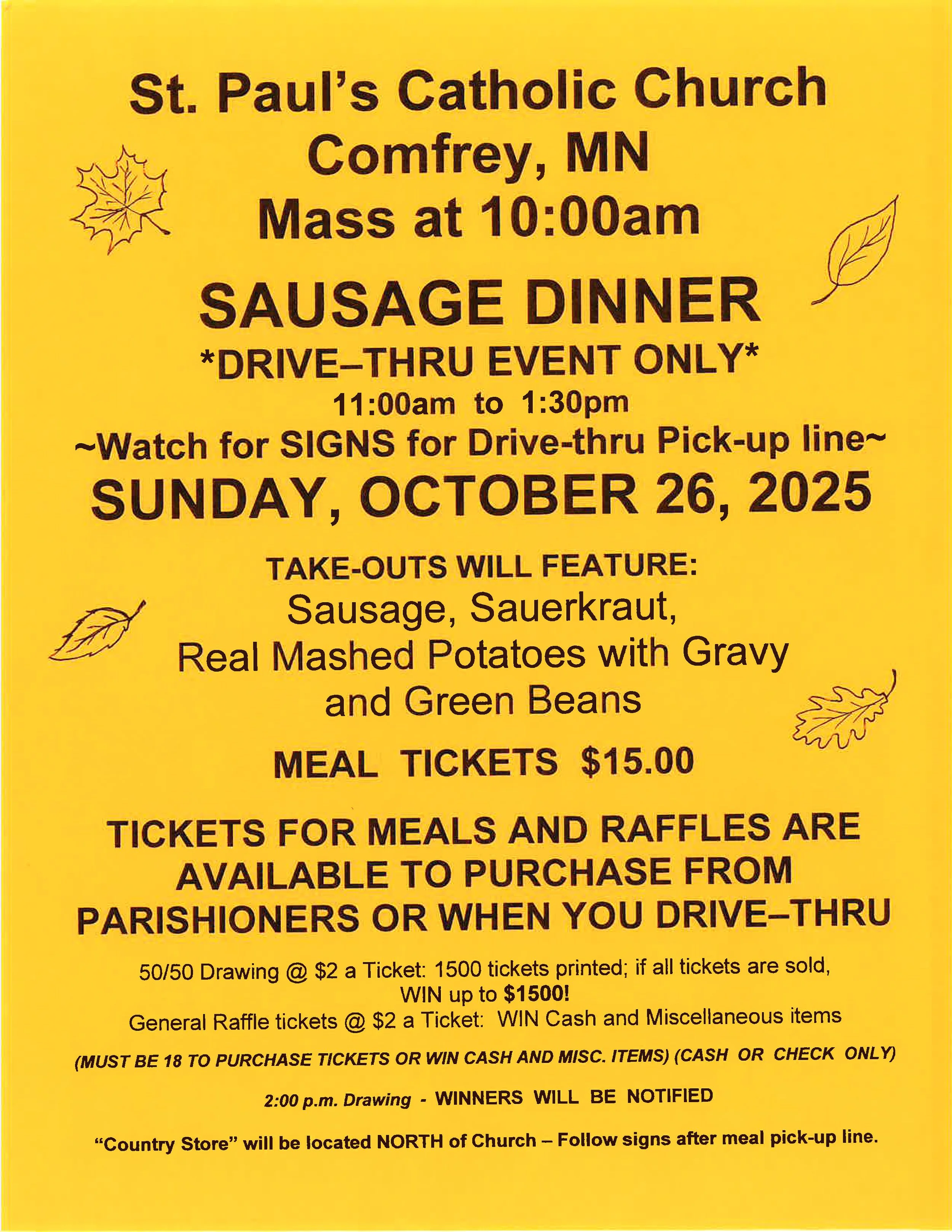 Sausage Dinner - St. Paul, Comfrey