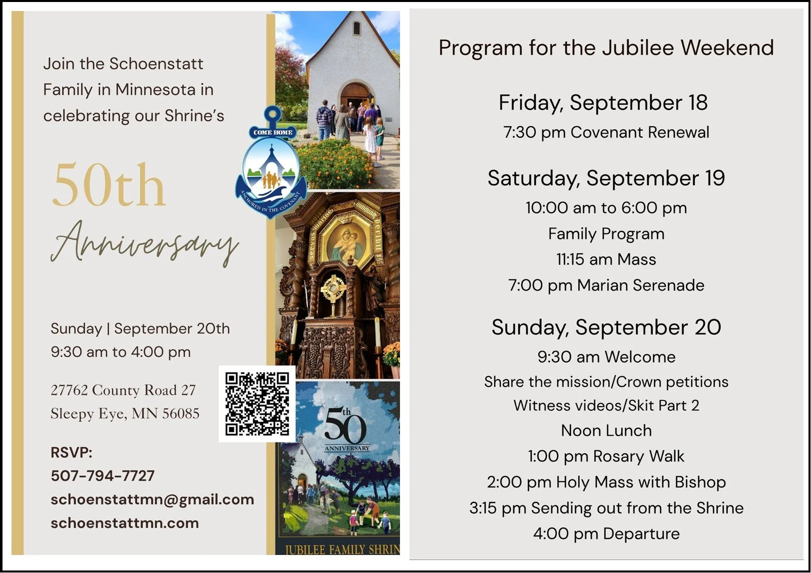 Schoenstatt Shrine 50th Anniversary: Sleepy Eye