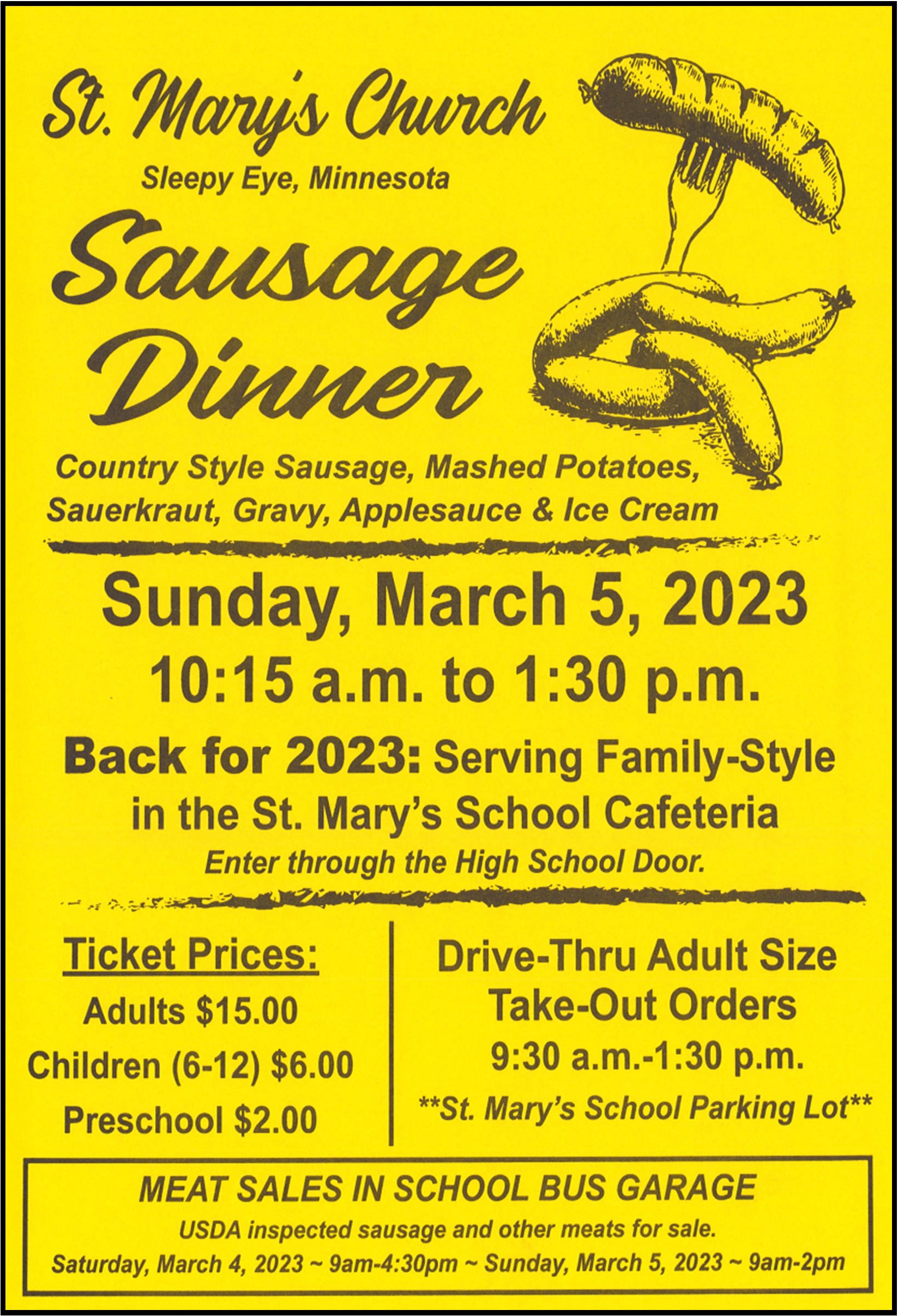 Sausage Dinner St. Mary, Sleepy Eye — Diocese of New Ulm